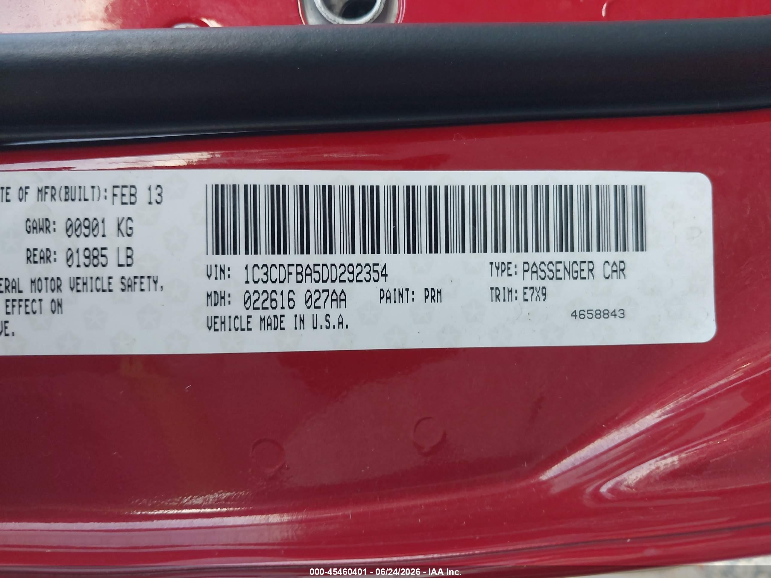 2013 Dodge Dart Sxt Red vin: 1C3CDFBA5DD292354