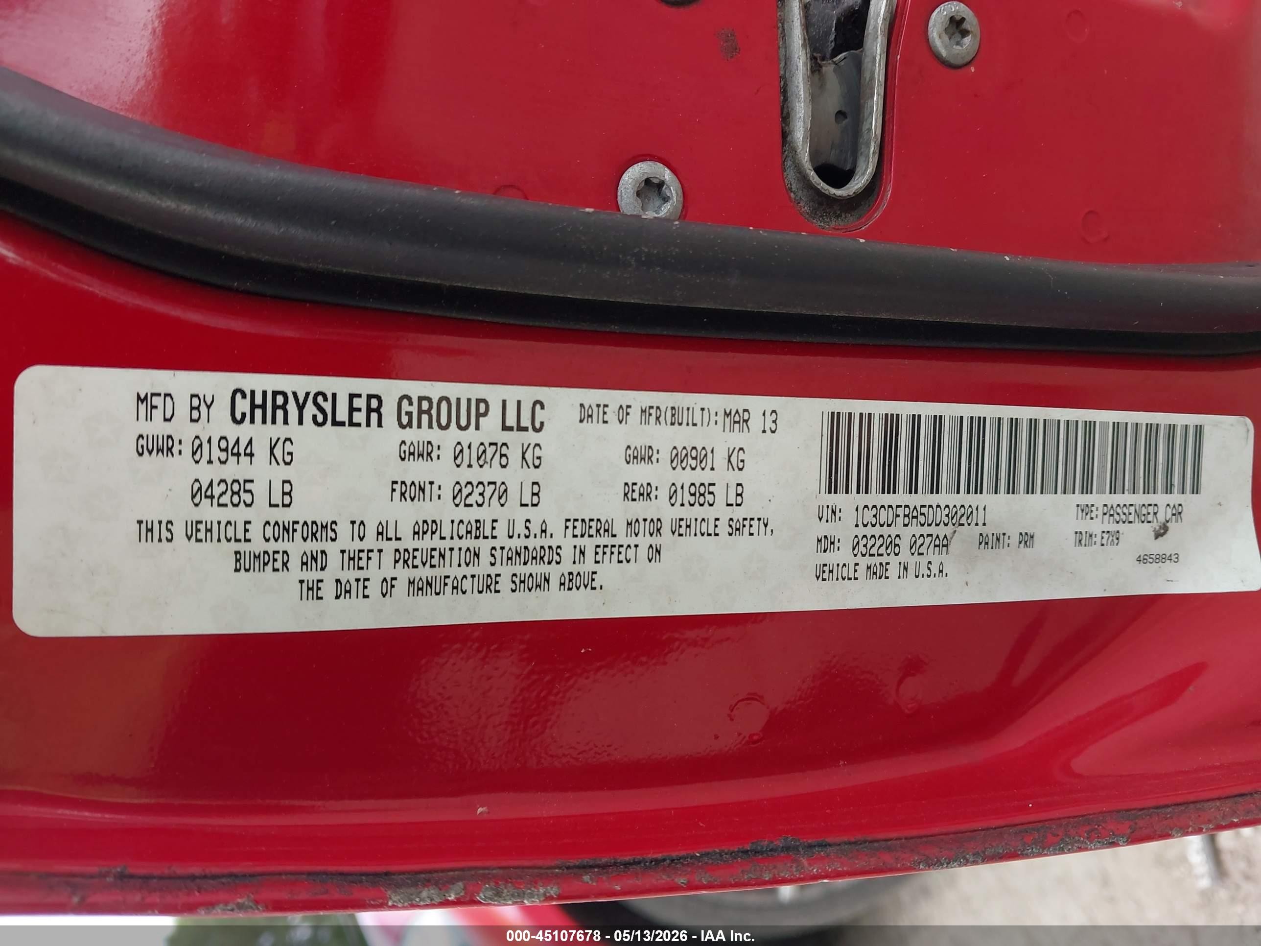 2013 Dodge Dart Sxt Red vin: 1C3CDFBA5DD302011
