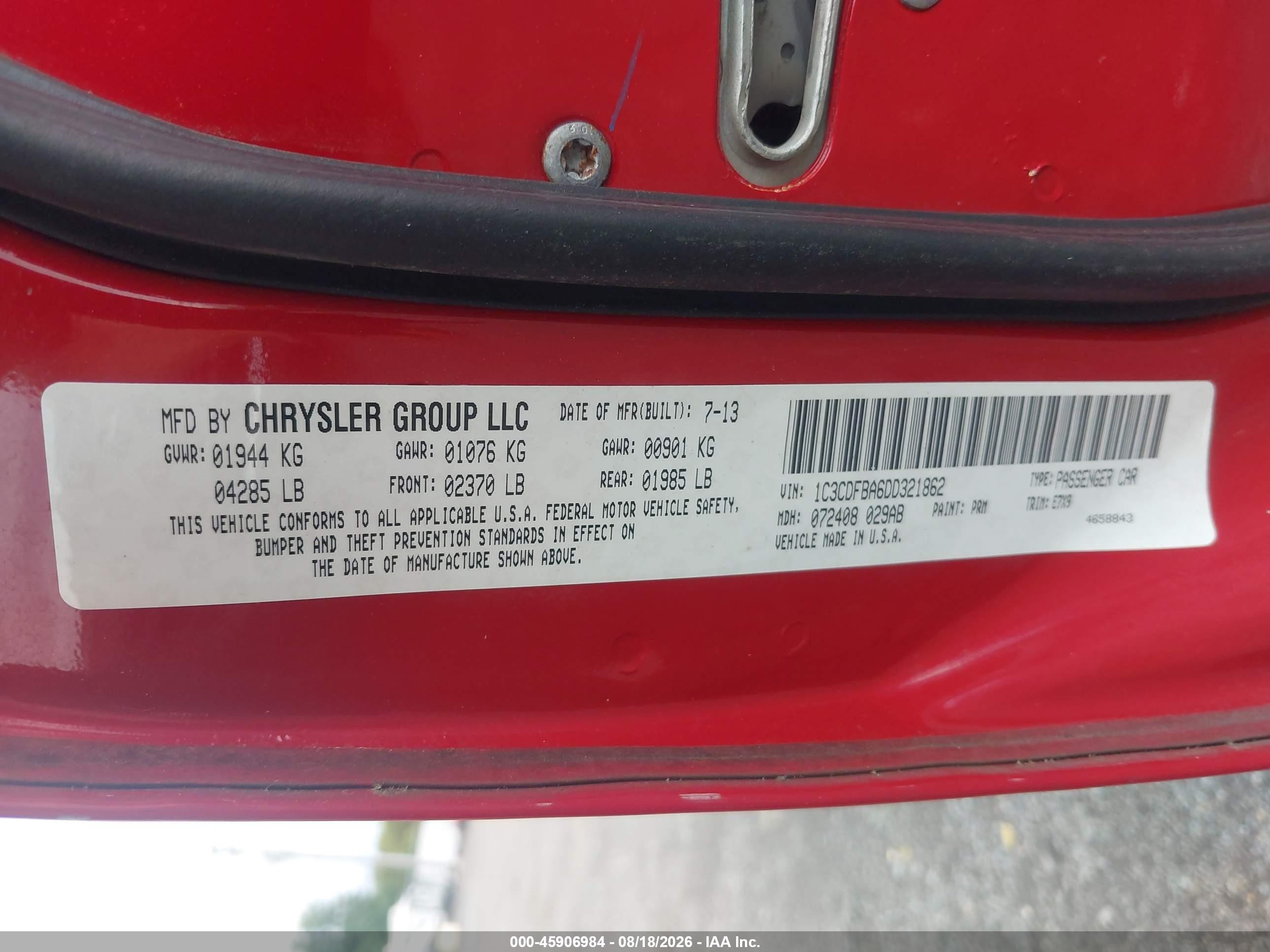 2013 Dodge Dart Sxt Красный vin: 1C3CDFBA6DD321862