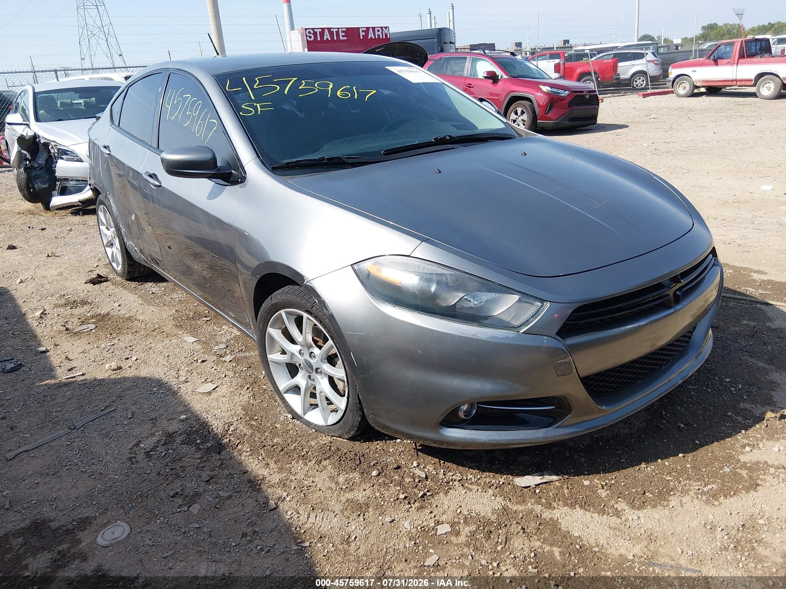 2013 Dodge Dart Sxt Gray vin: 1C3CDFBA6DD345949