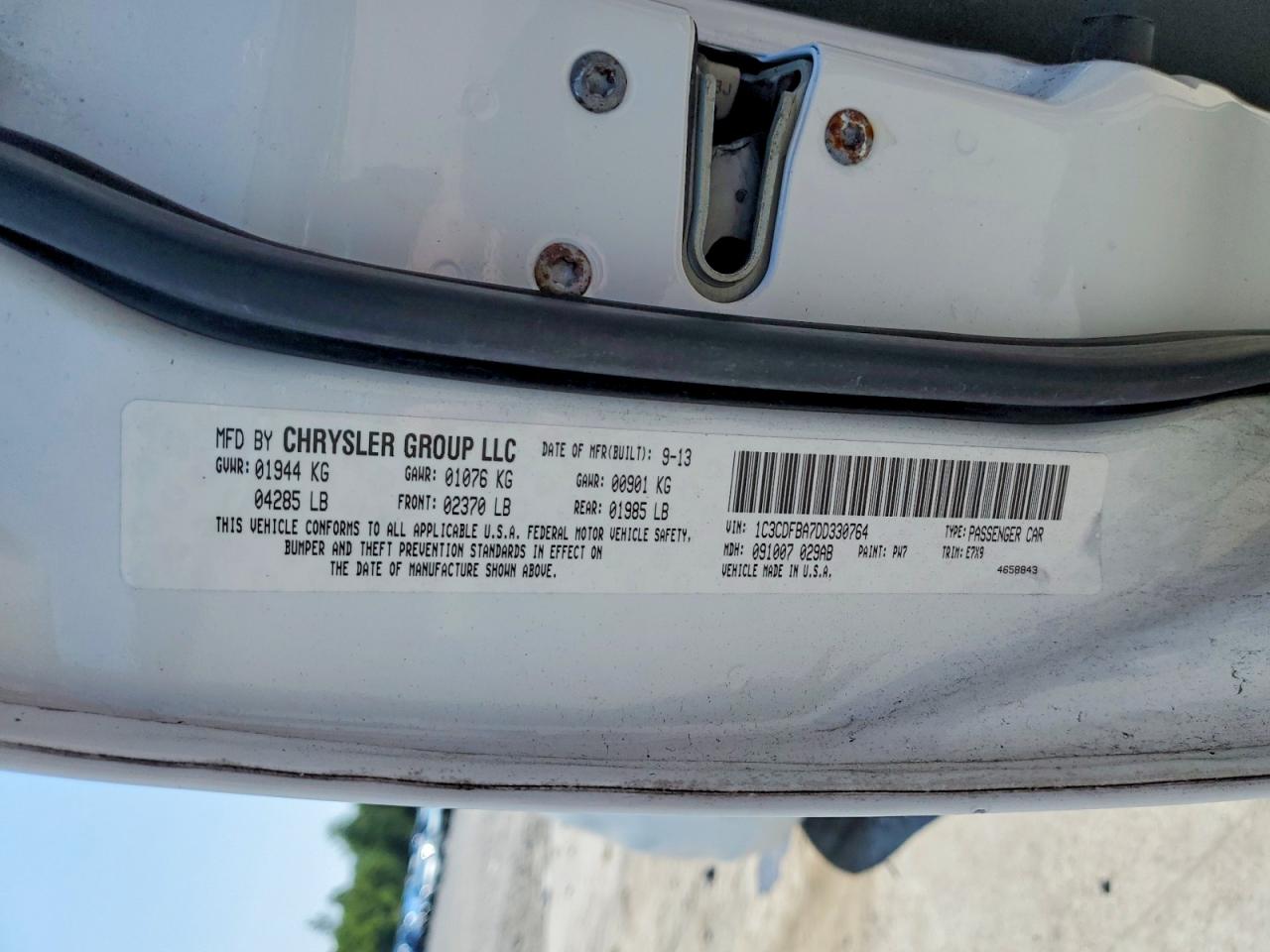 2013 Dodge Dart Sxt White vin: 1C3CDFBA7DD330764