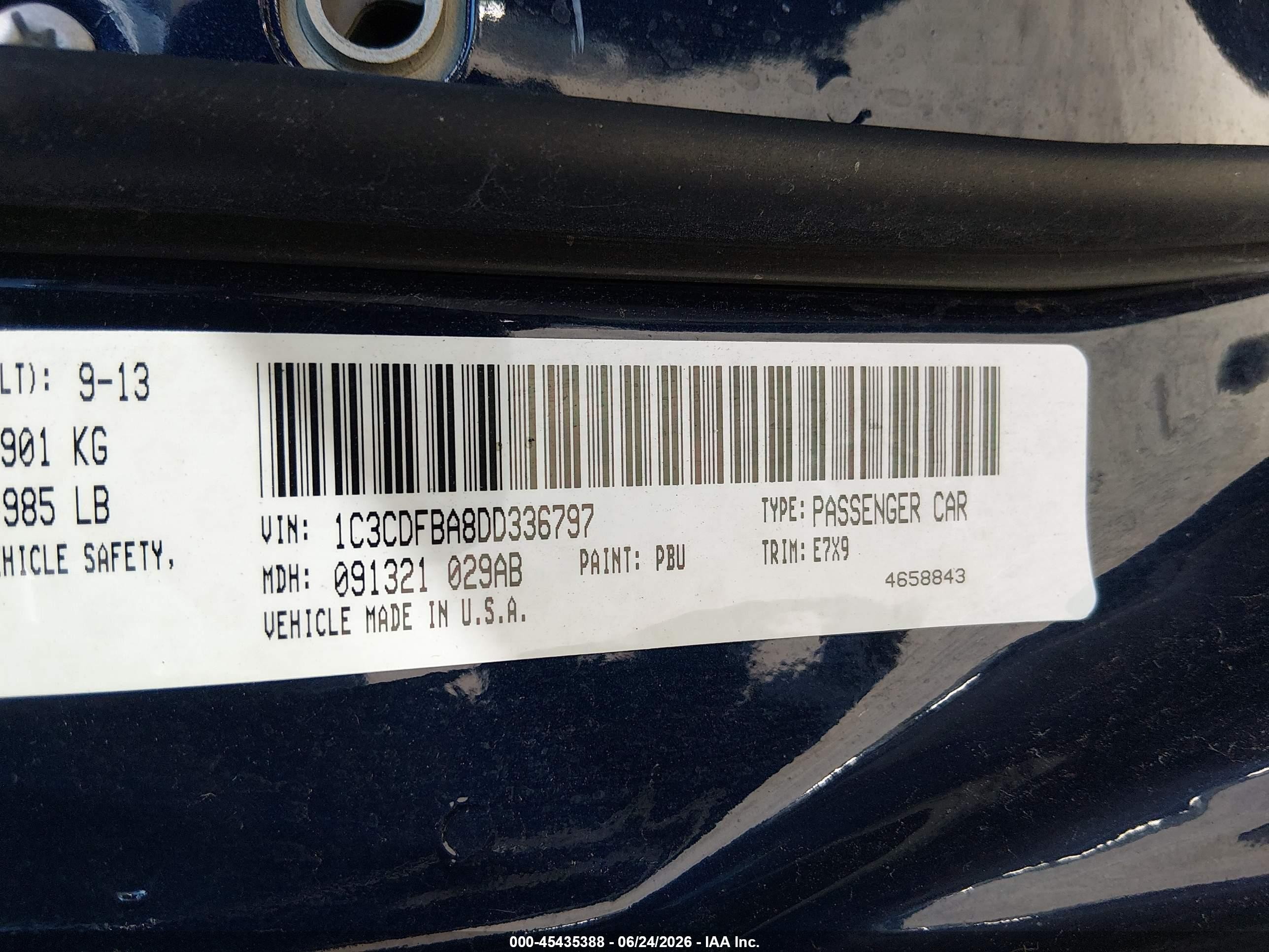 2013 Dodge Dart Sxt Dark Blue vin: 1C3CDFBA8DD336797
