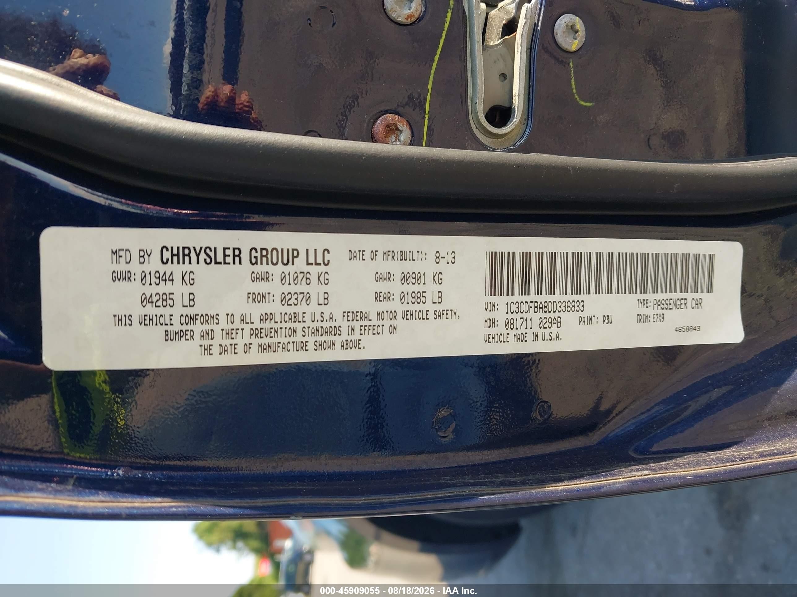 2013 Dodge Dart Sxt Синий vin: 1C3CDFBA8DD336833