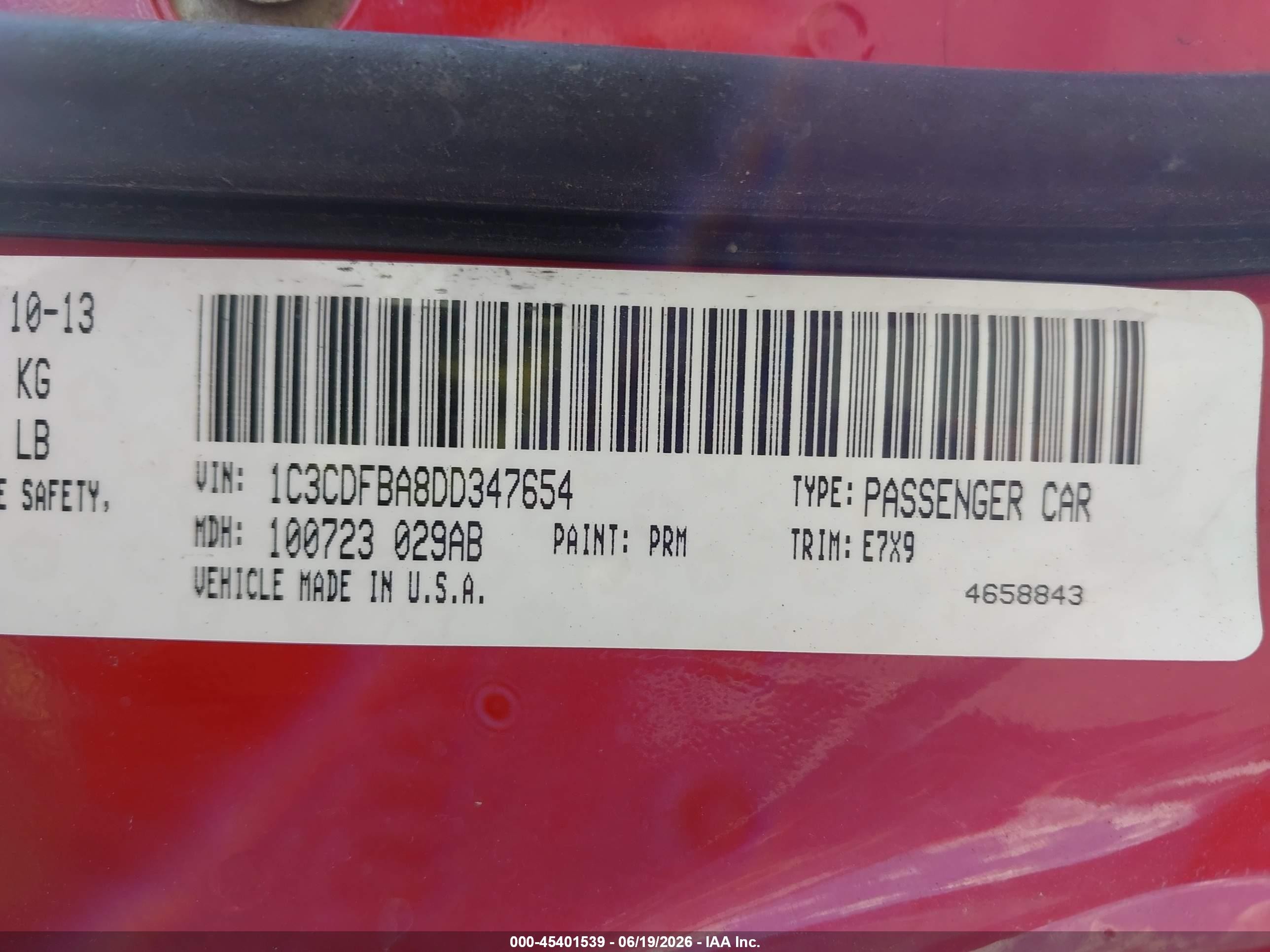 2013 Dodge Dart Sxt Red vin: 1C3CDFBA8DD347654
