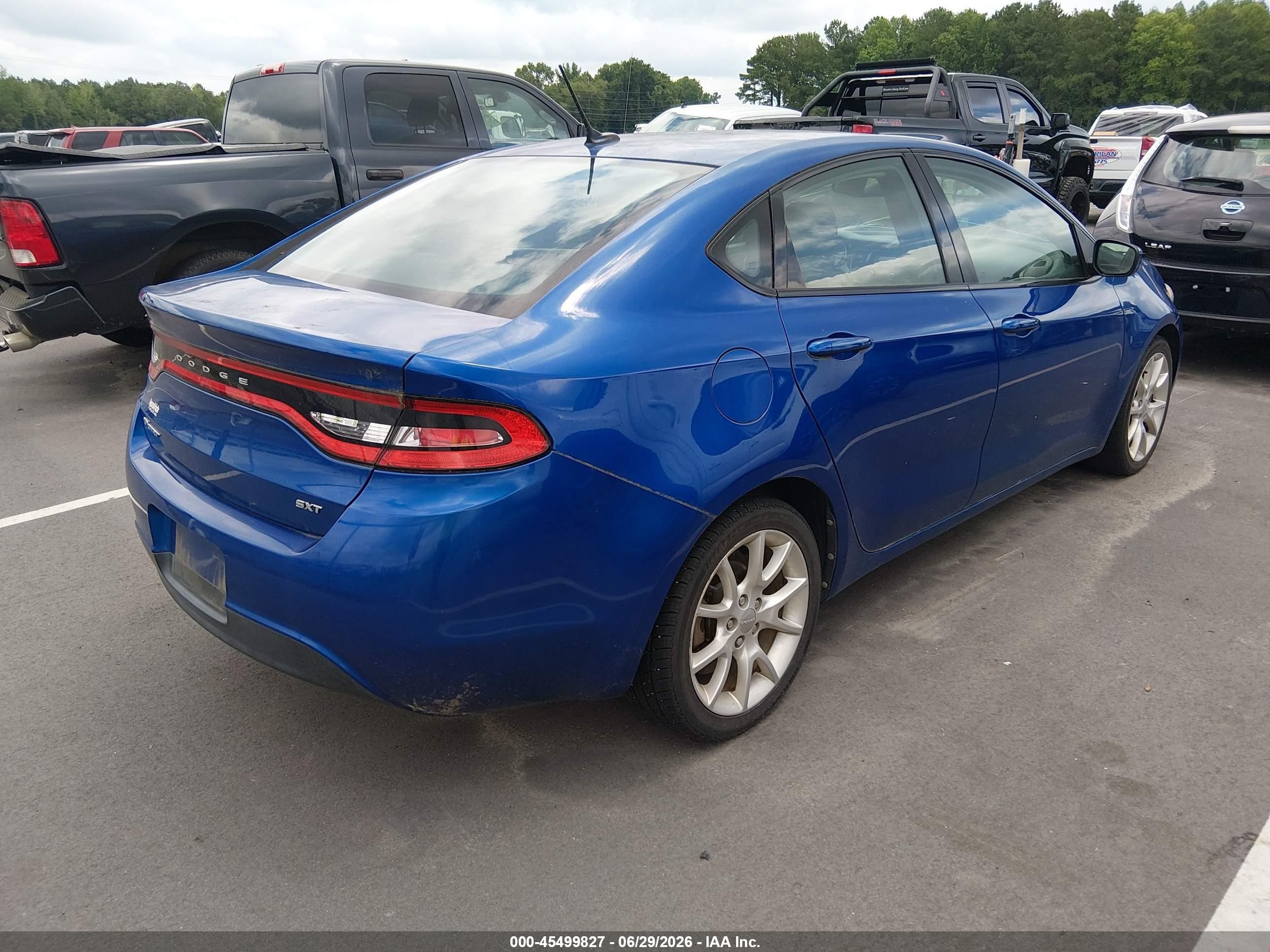 2013 Dodge Dart Sxt Blue vin: 1C3CDFBA9DD152386