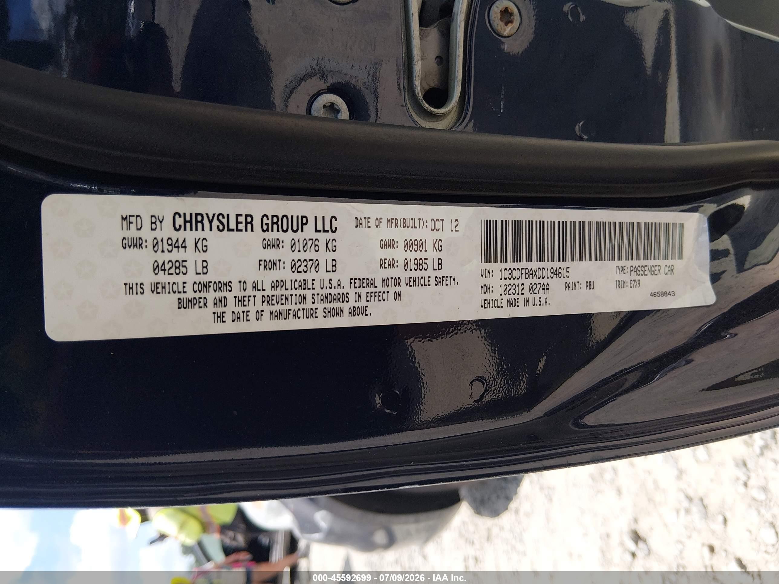 2013 Dodge Dart Sxt Blue vin: 1C3CDFBAXDD194615
