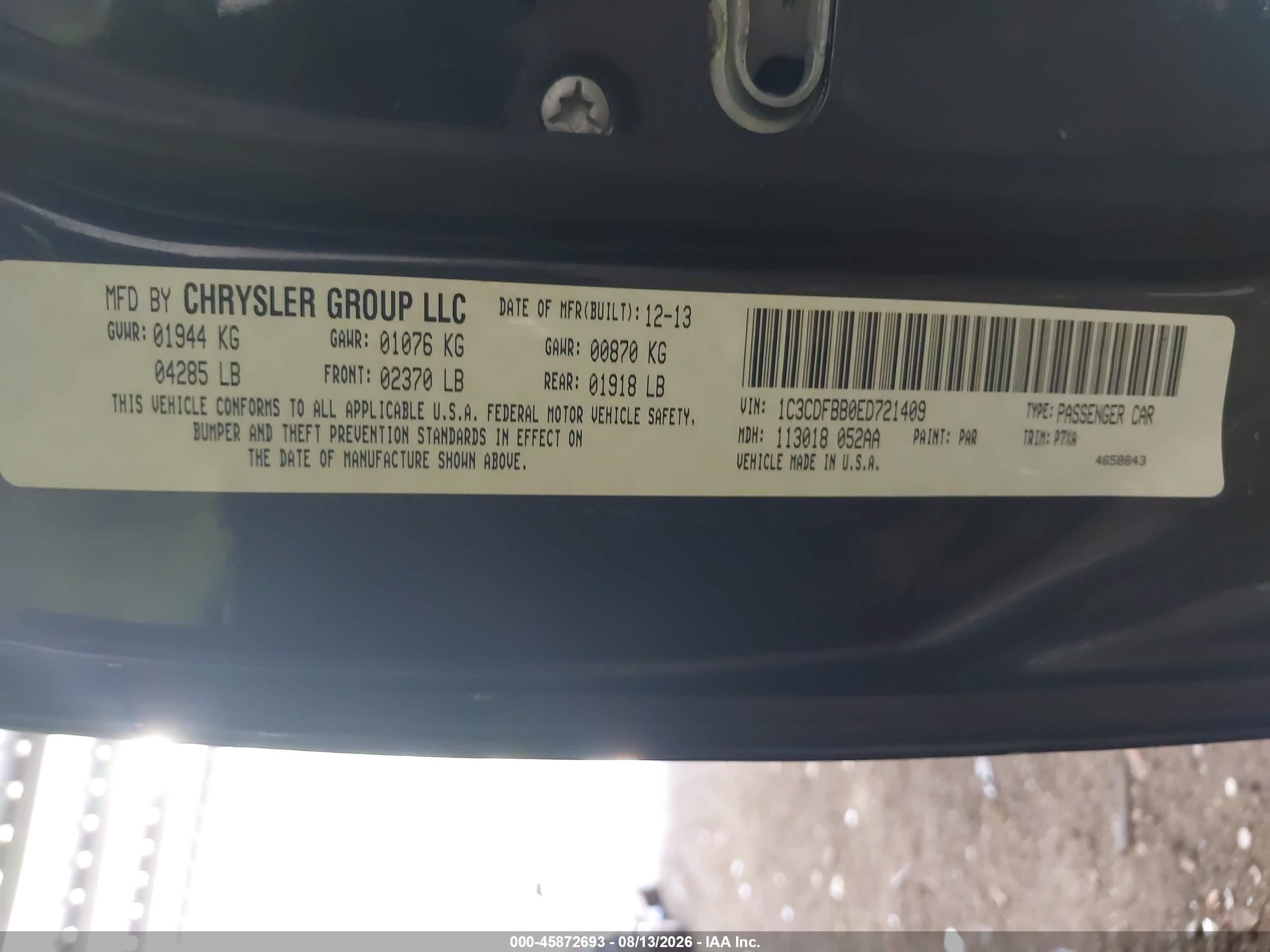2014 Dodge Dart Sxt Синий vin: 1C3CDFBB0ED721409