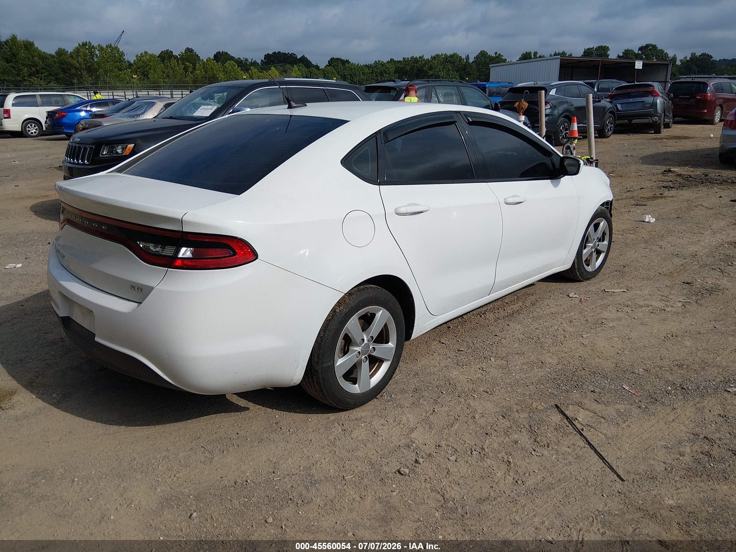 2015 Dodge Dart Sxt White vin: 1C3CDFBB0FD221834