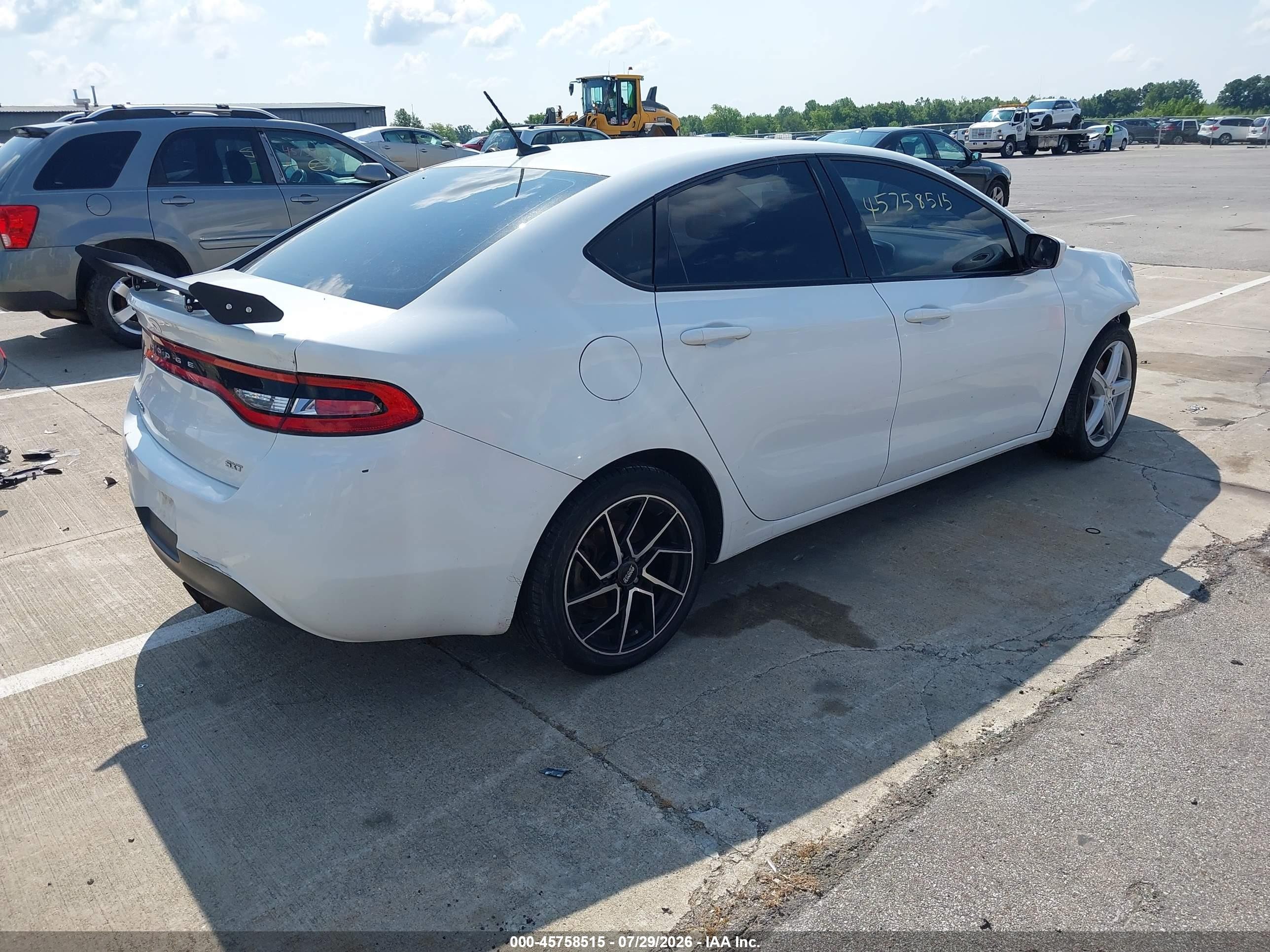 2015 Dodge Dart Sxt White vin: 1C3CDFBB0FD362418