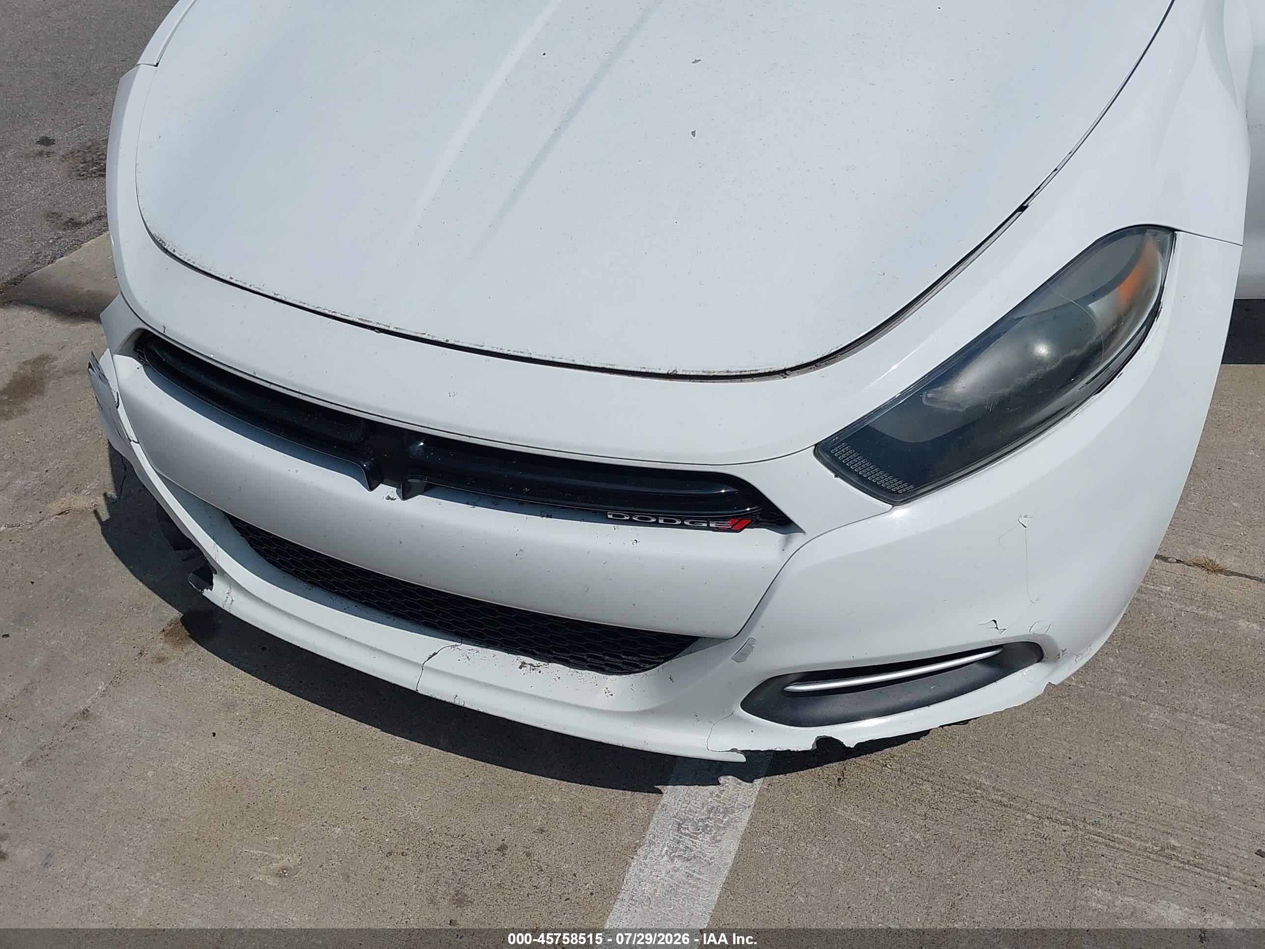 2015 Dodge Dart Sxt White vin: 1C3CDFBB0FD362418