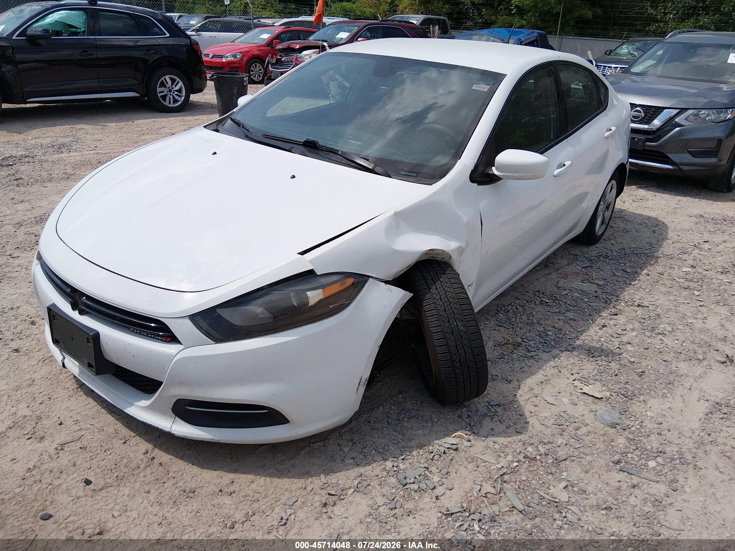2015 Dodge Dart Sxt White vin: 1C3CDFBB1FD420830