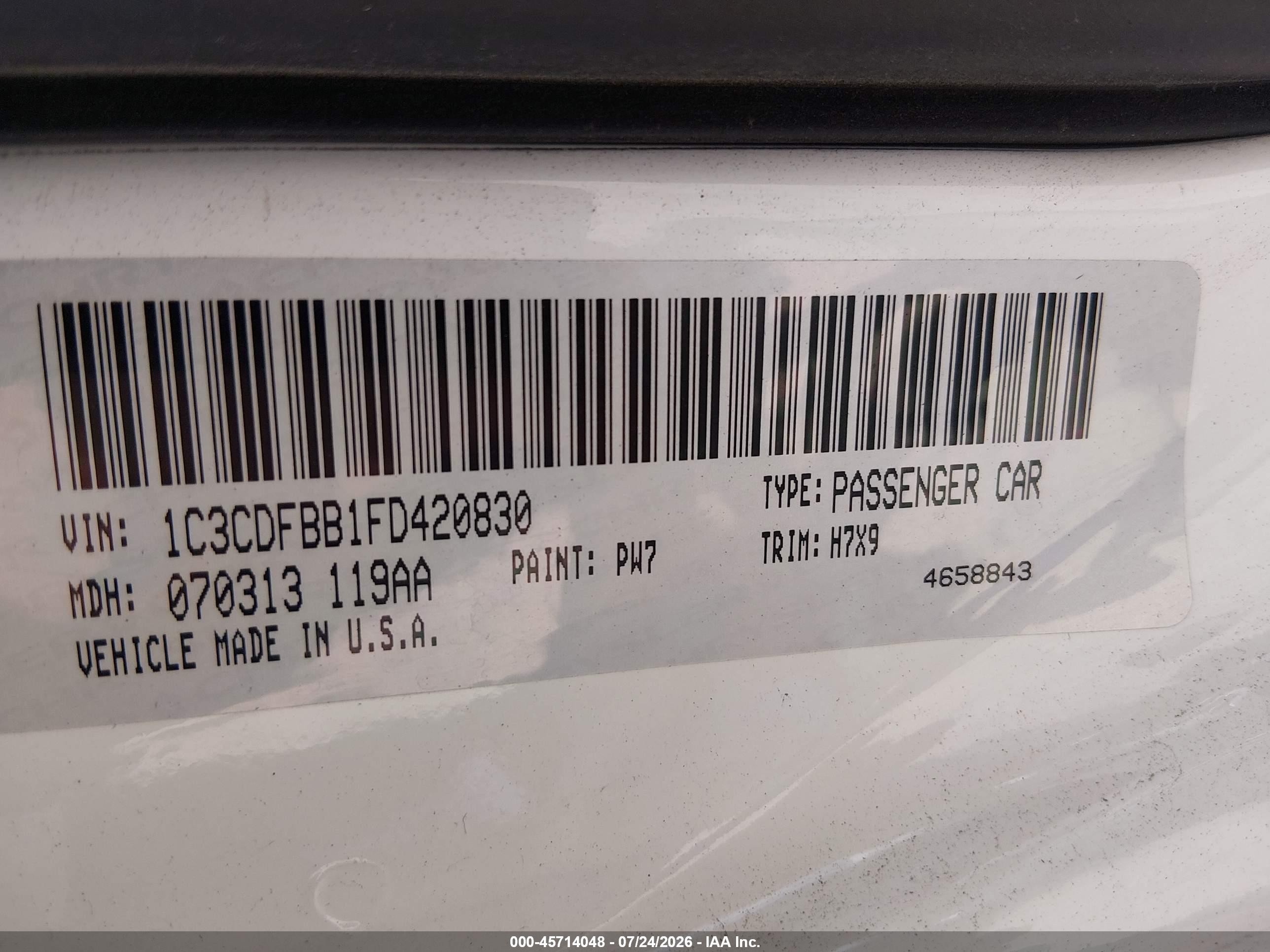 2015 Dodge Dart Sxt White vin: 1C3CDFBB1FD420830