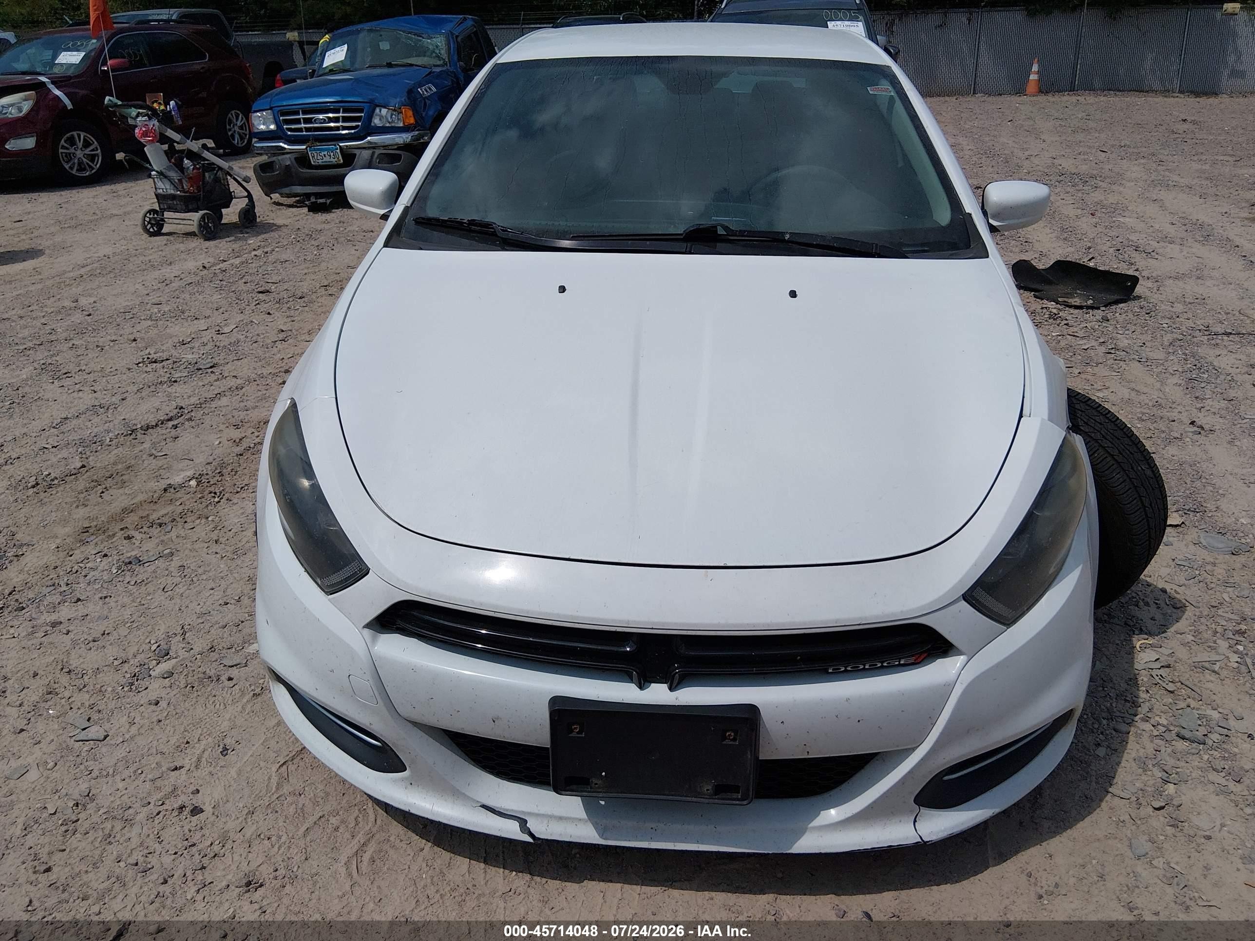 2015 Dodge Dart Sxt White vin: 1C3CDFBB1FD420830