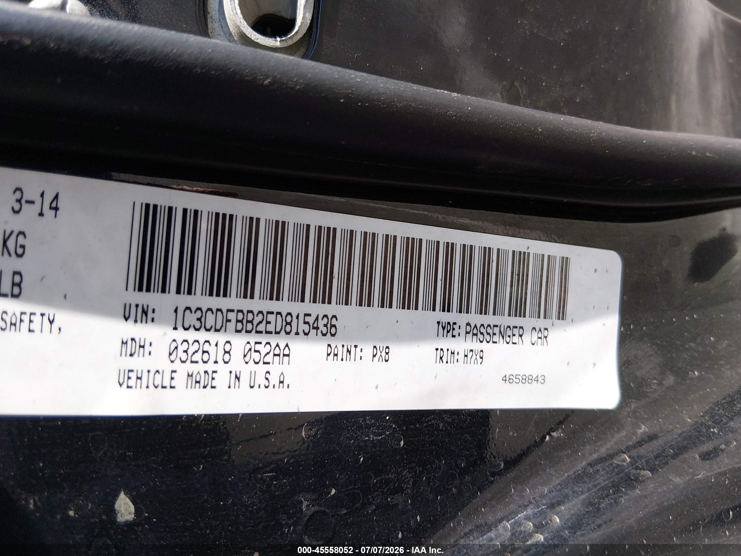 2014 Dodge Dart Sxt Black vin: 1C3CDFBB2ED815436