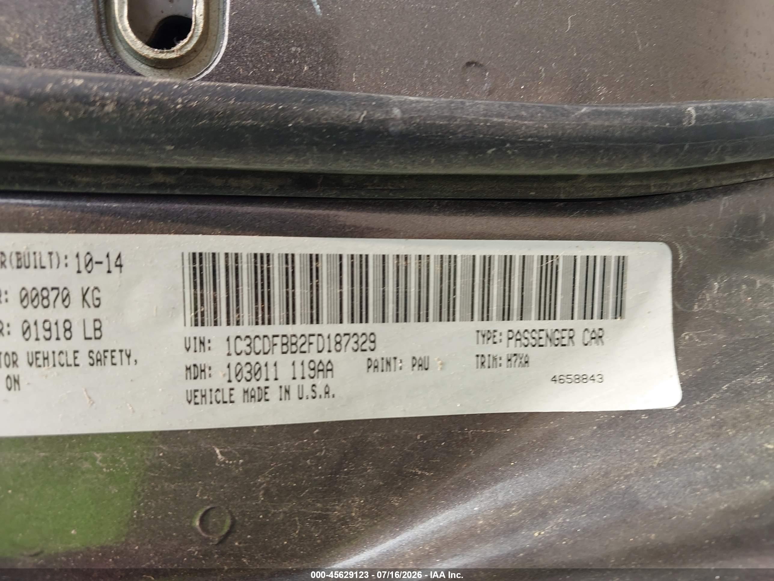 2015 Dodge Dart Sxt Gray vin: 1C3CDFBB2FD187329