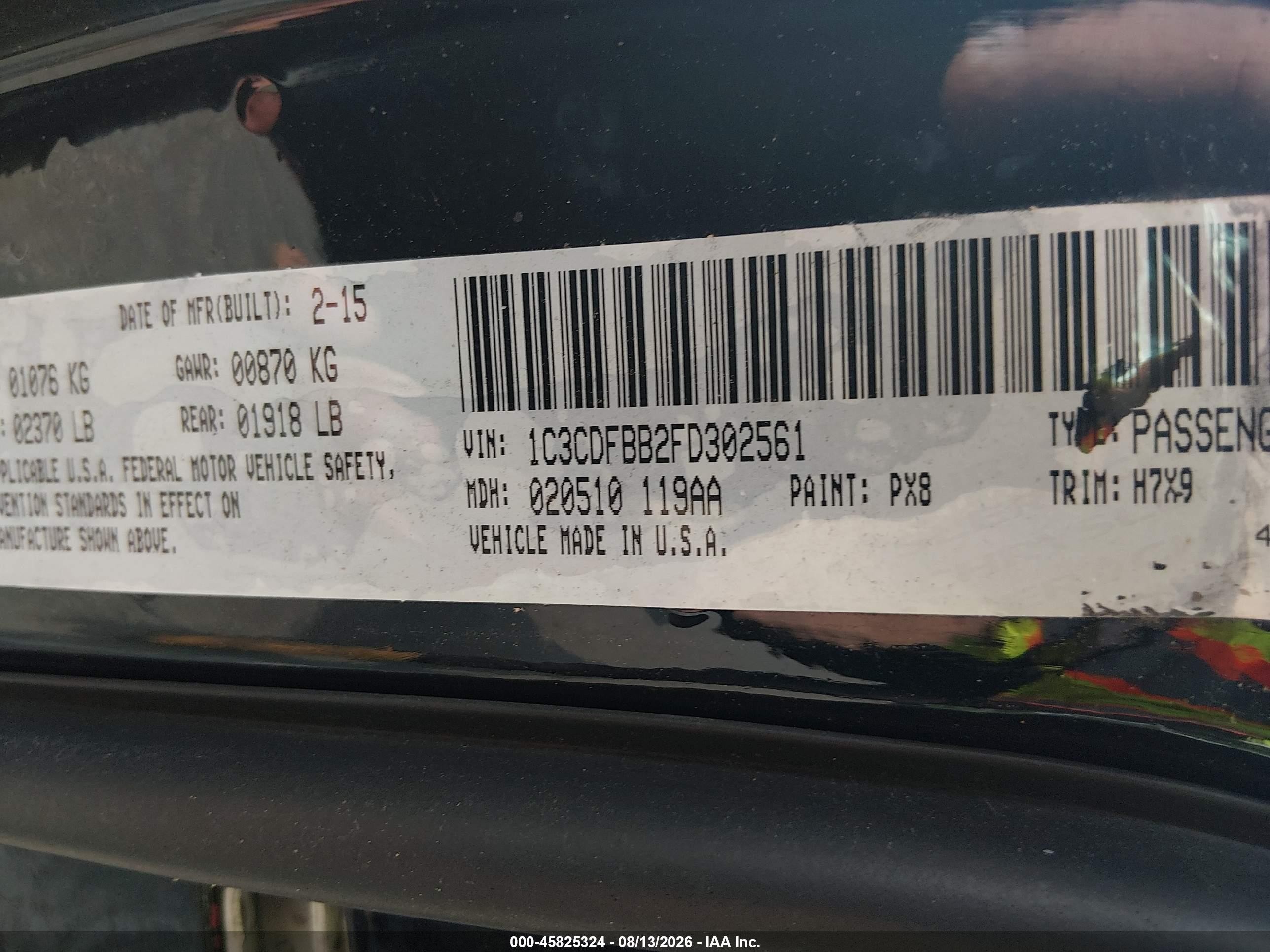 2015 Dodge Dart Sxt Черный vin: 1C3CDFBB2FD302561