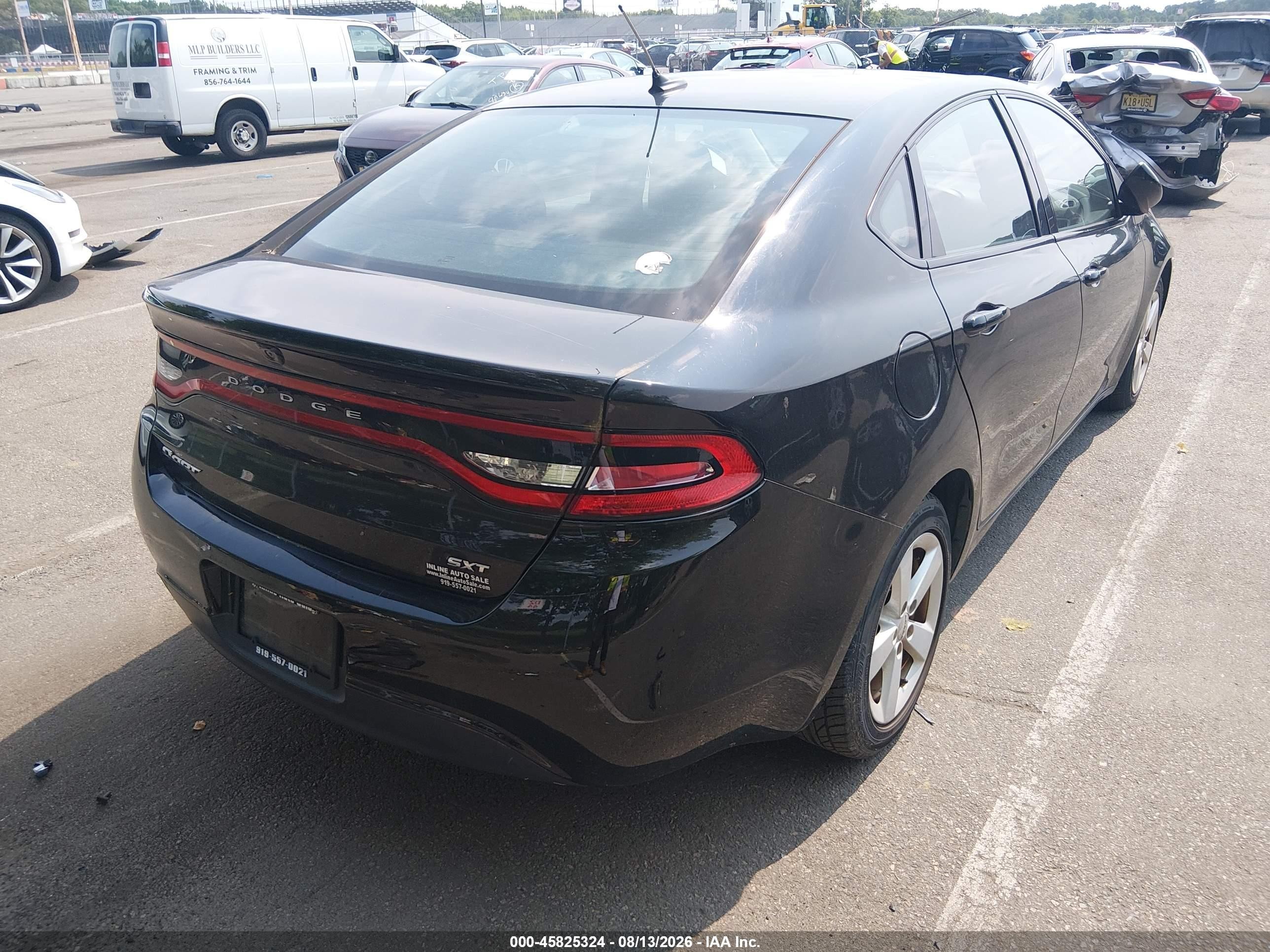 2015 Dodge Dart Sxt Черный vin: 1C3CDFBB2FD302561