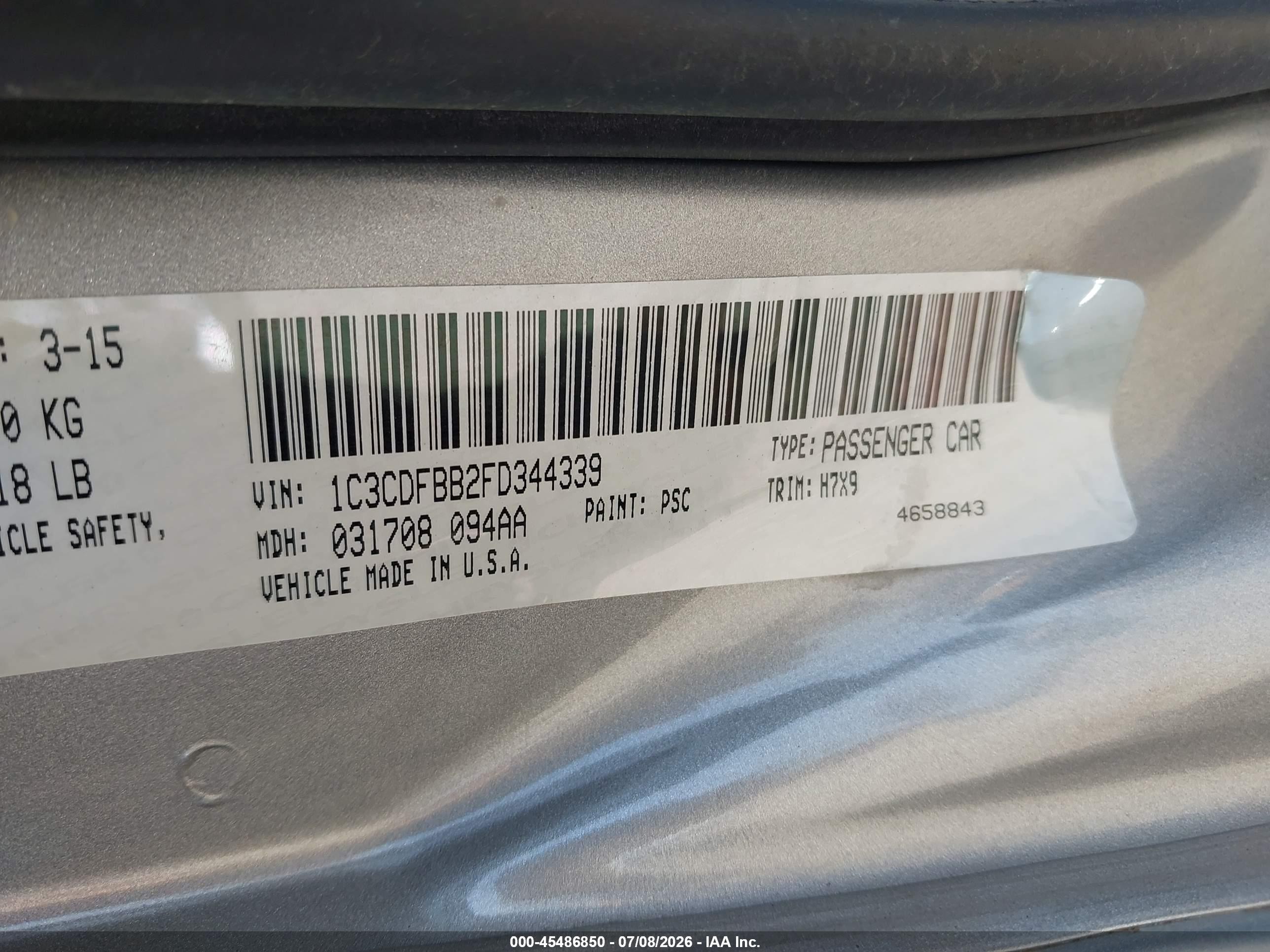 2015 Dodge Dart Sxt Gray vin: 1C3CDFBB2FD344339