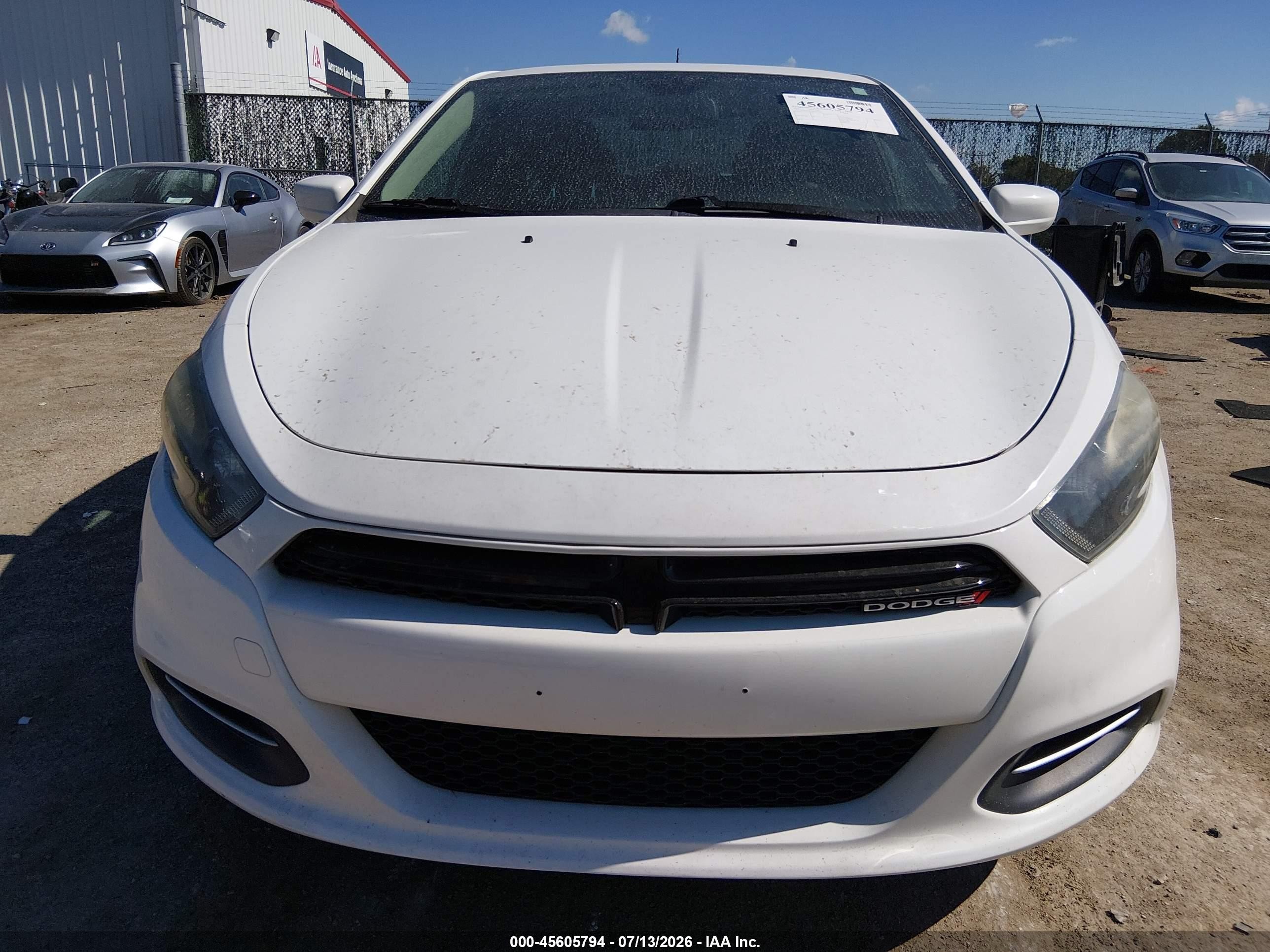 2015 Dodge Dart Sxt White vin: 1C3CDFBB2FD352554