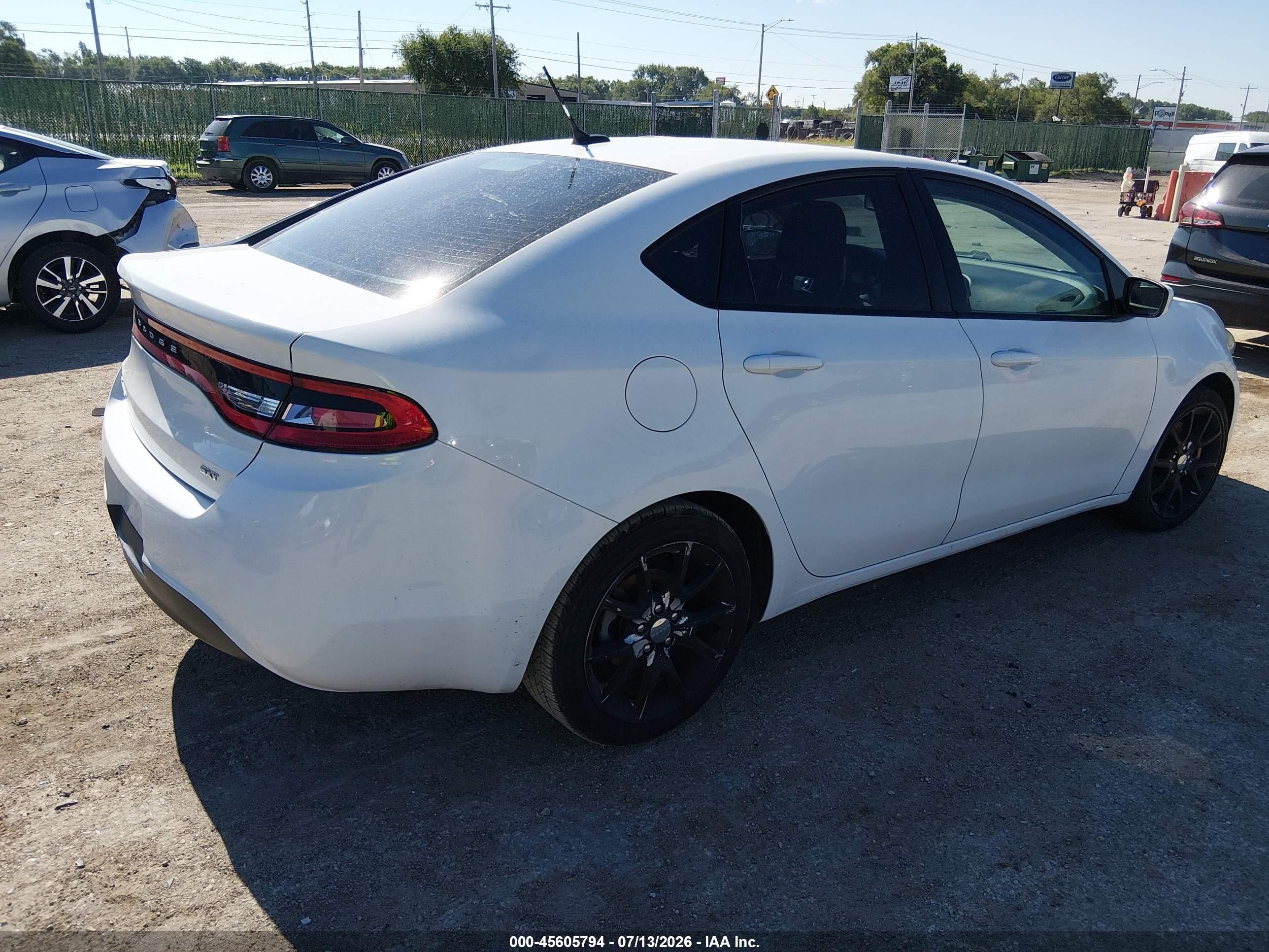 2015 Dodge Dart Sxt White vin: 1C3CDFBB2FD352554