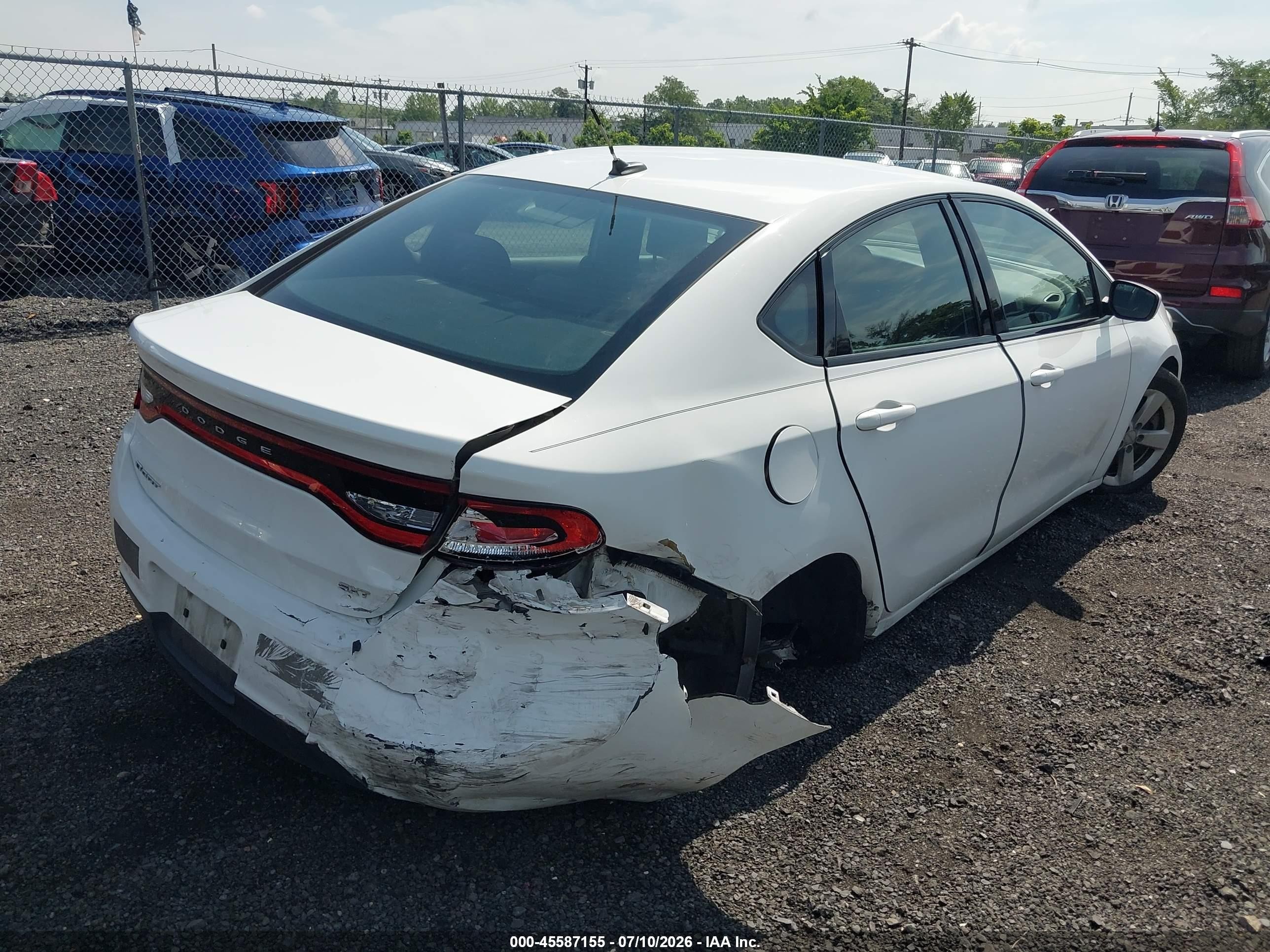 2015 Dodge Dart Sxt White vin: 1C3CDFBB3FD140925
