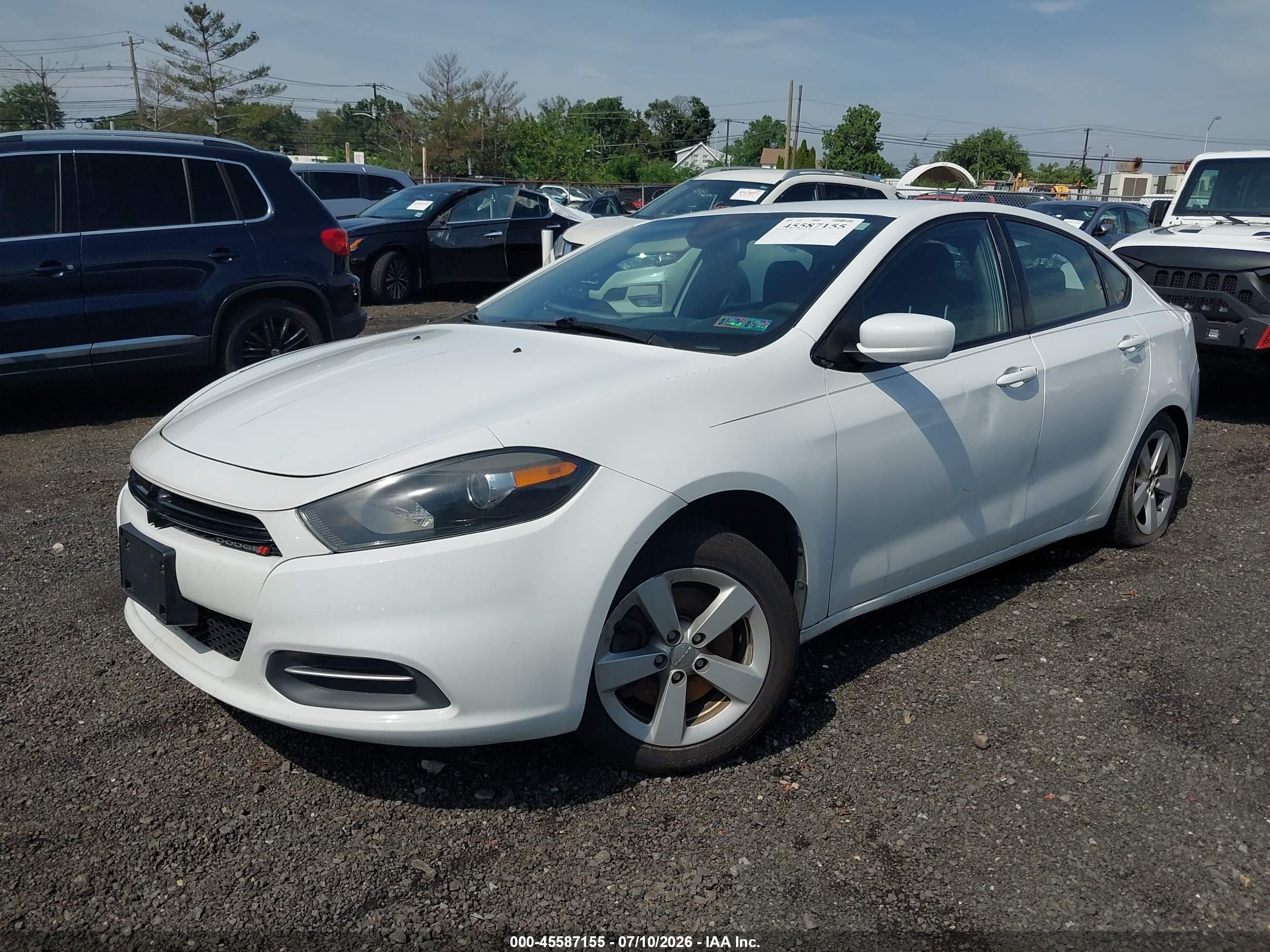 2015 Dodge Dart Sxt White vin: 1C3CDFBB3FD140925