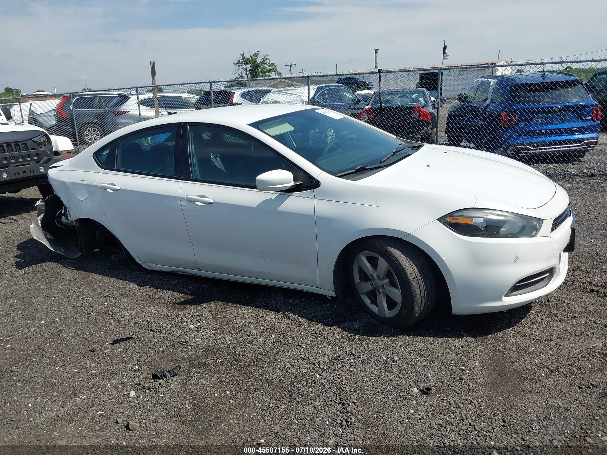2015 Dodge Dart Sxt White vin: 1C3CDFBB3FD140925