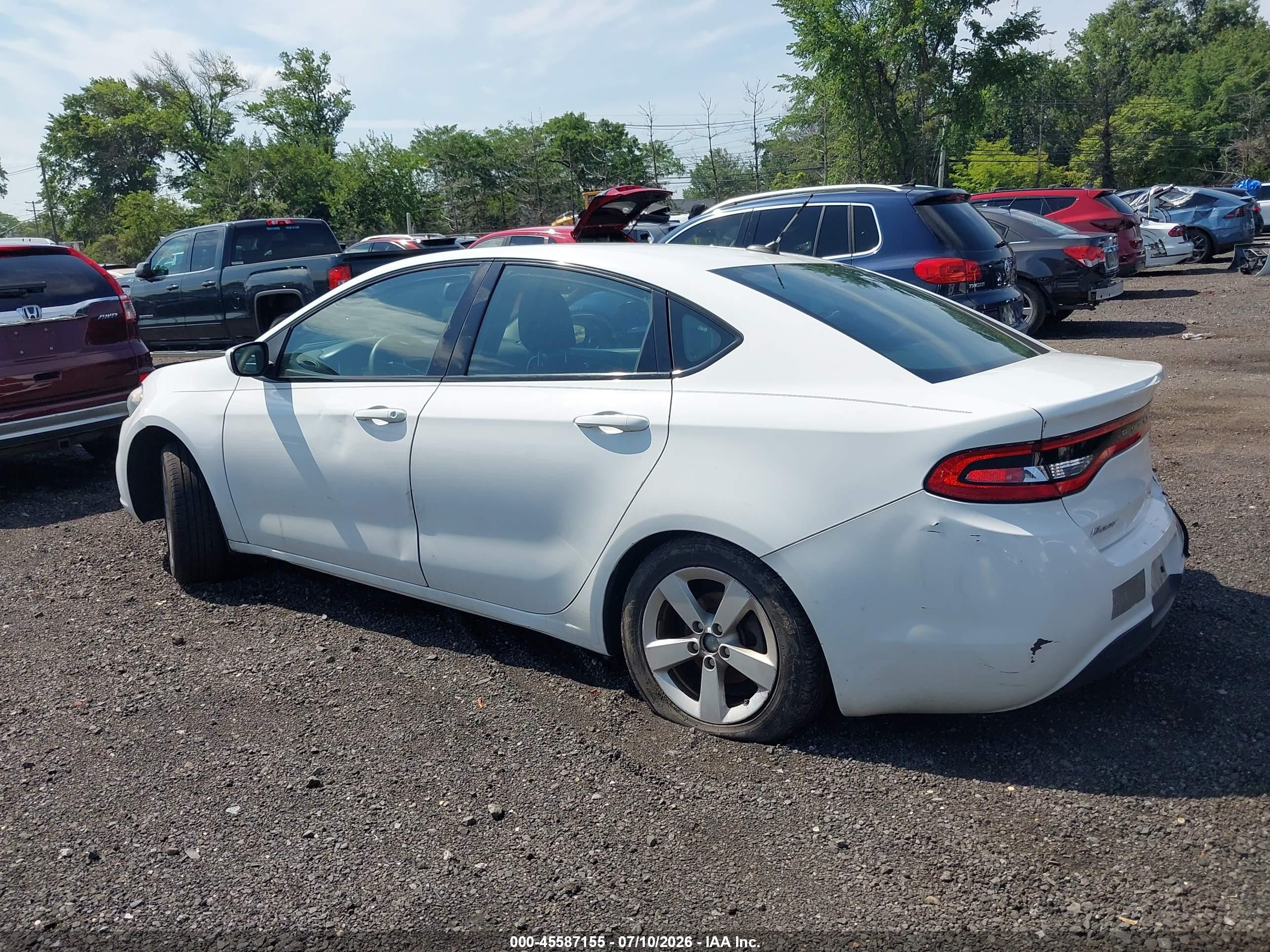 2015 Dodge Dart Sxt White vin: 1C3CDFBB3FD140925