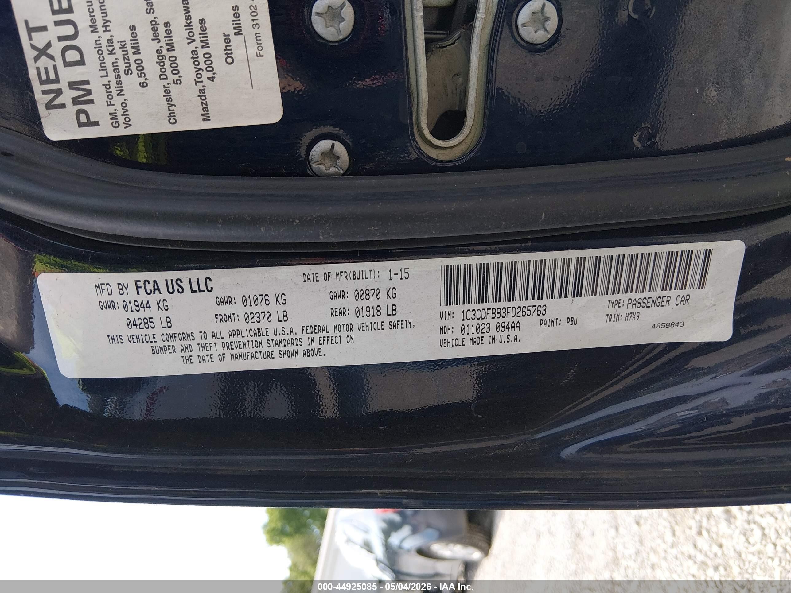 2015 Dodge Dart Sxt Dark Blue vin: 1C3CDFBB3FD265763