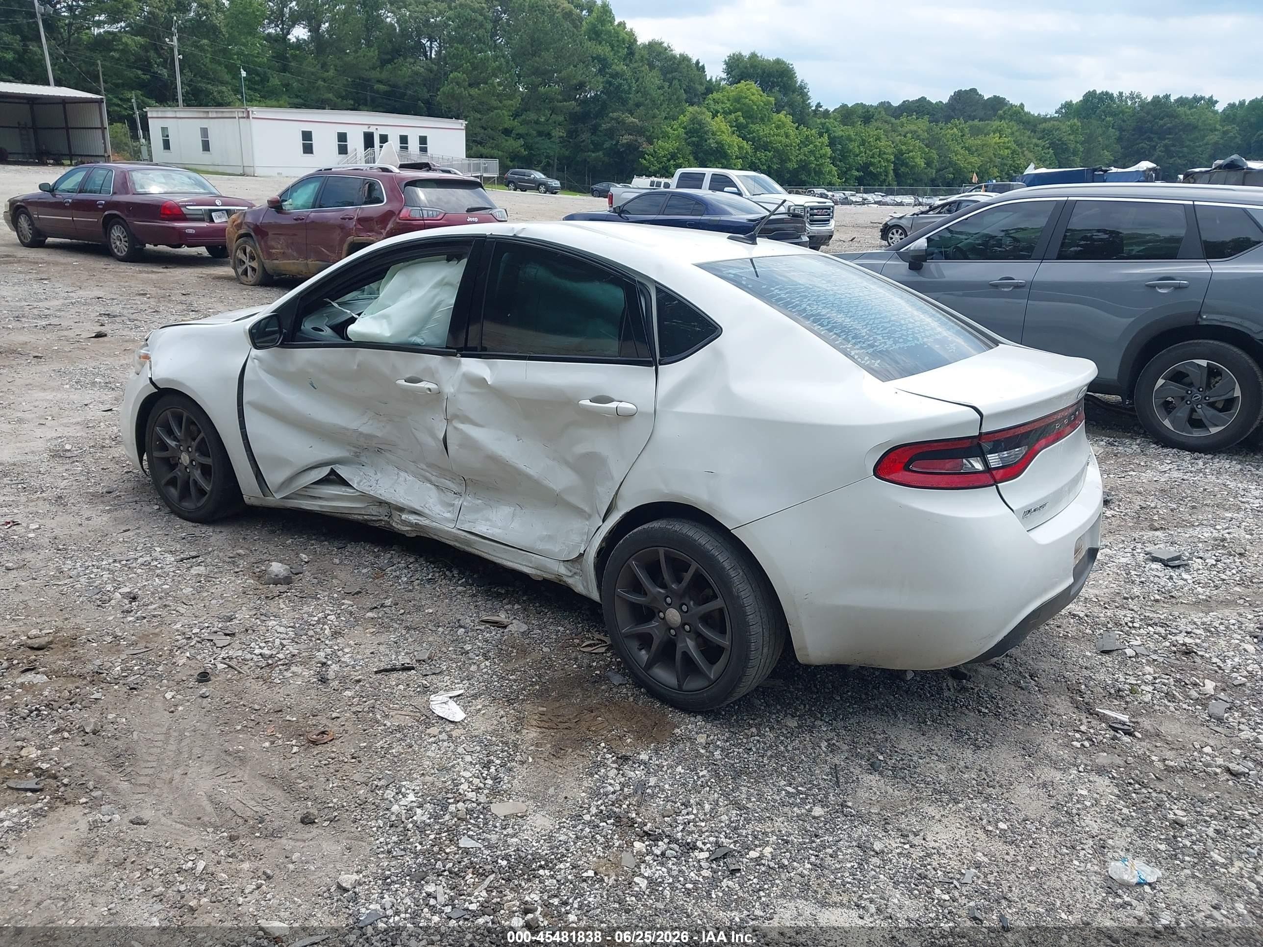 2015 Dodge Dart Sxt White vin: 1C3CDFBB3FD301970
