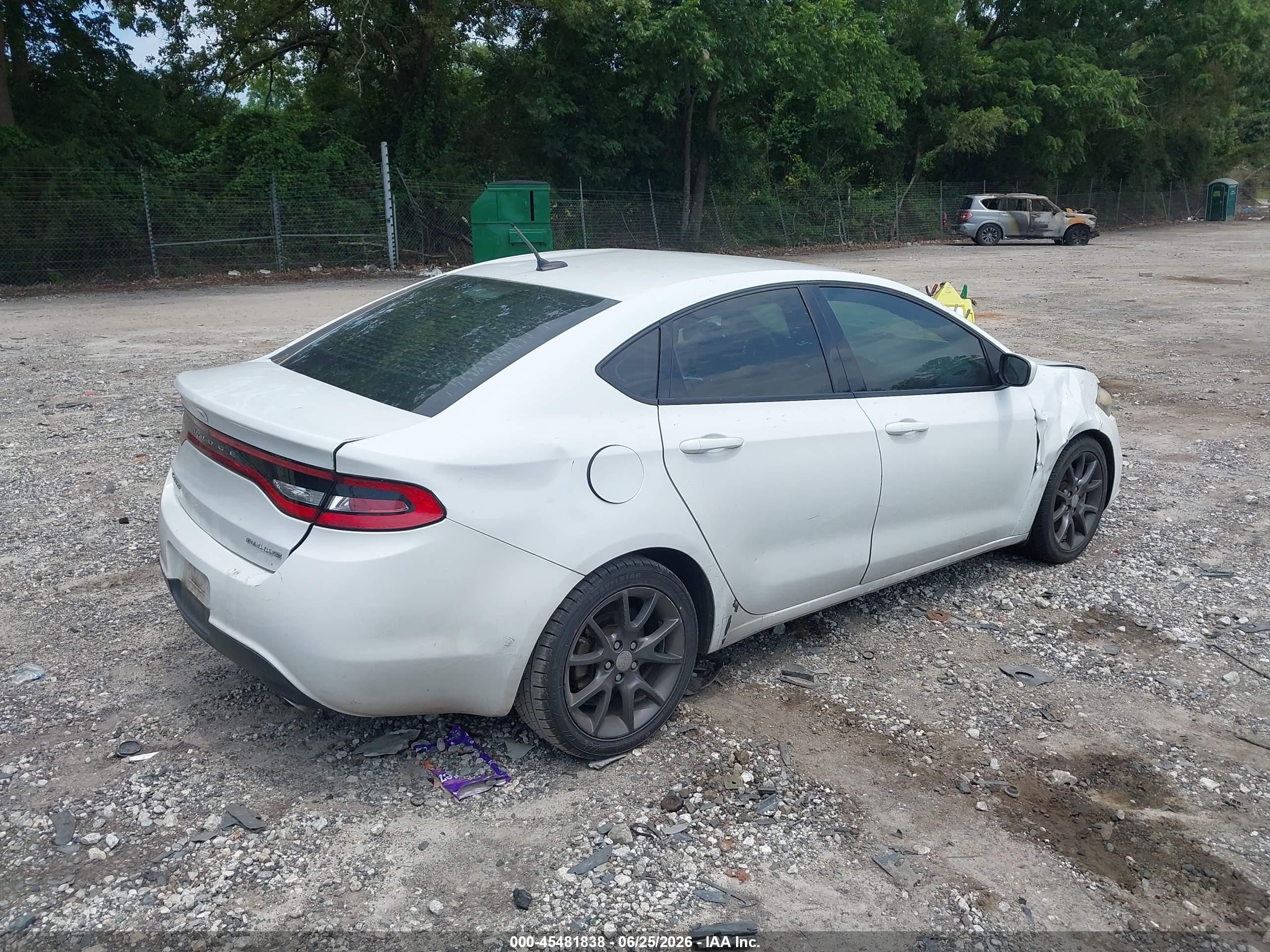 2015 Dodge Dart Sxt White vin: 1C3CDFBB3FD301970