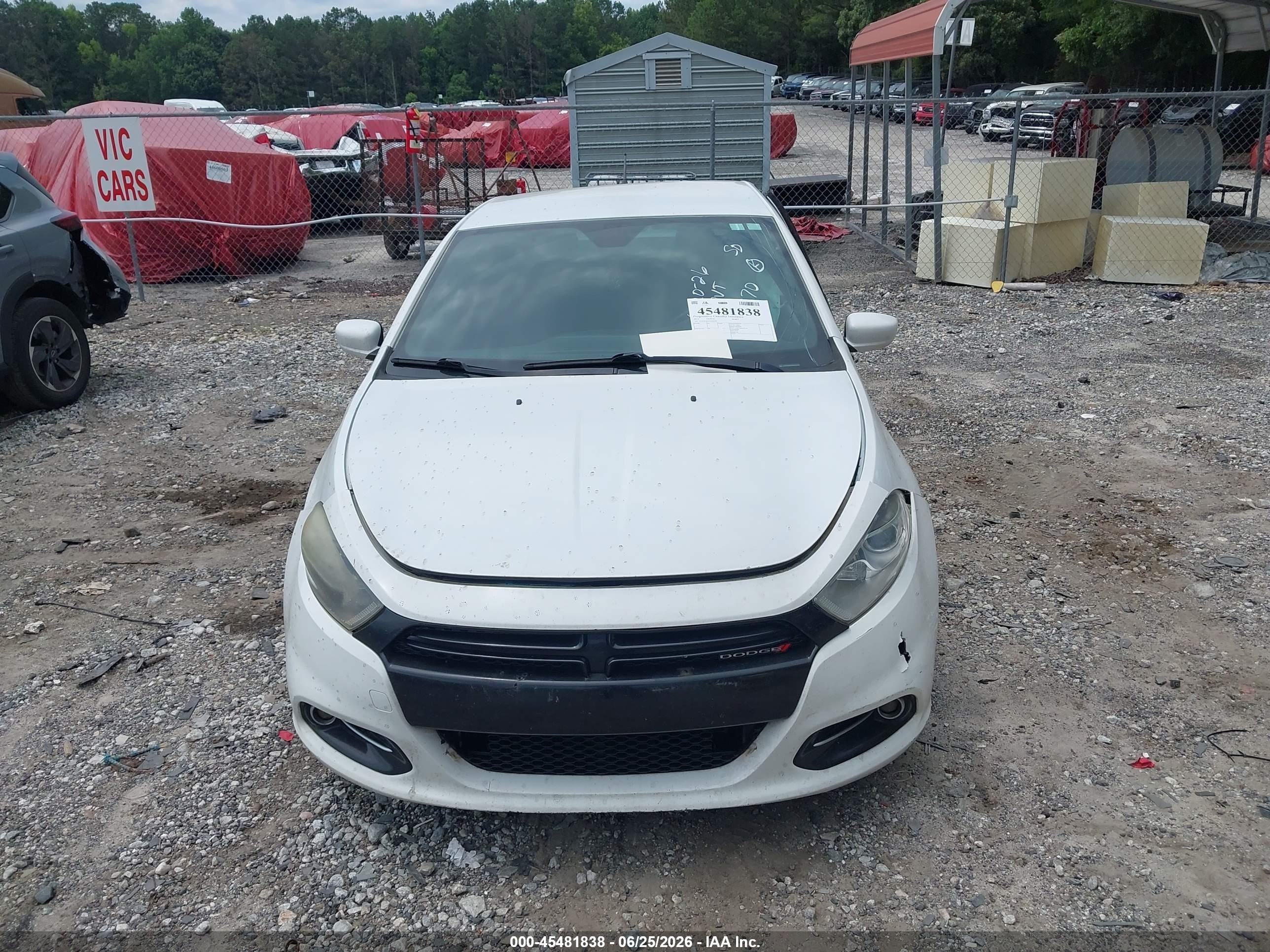 2015 Dodge Dart Sxt White vin: 1C3CDFBB3FD301970