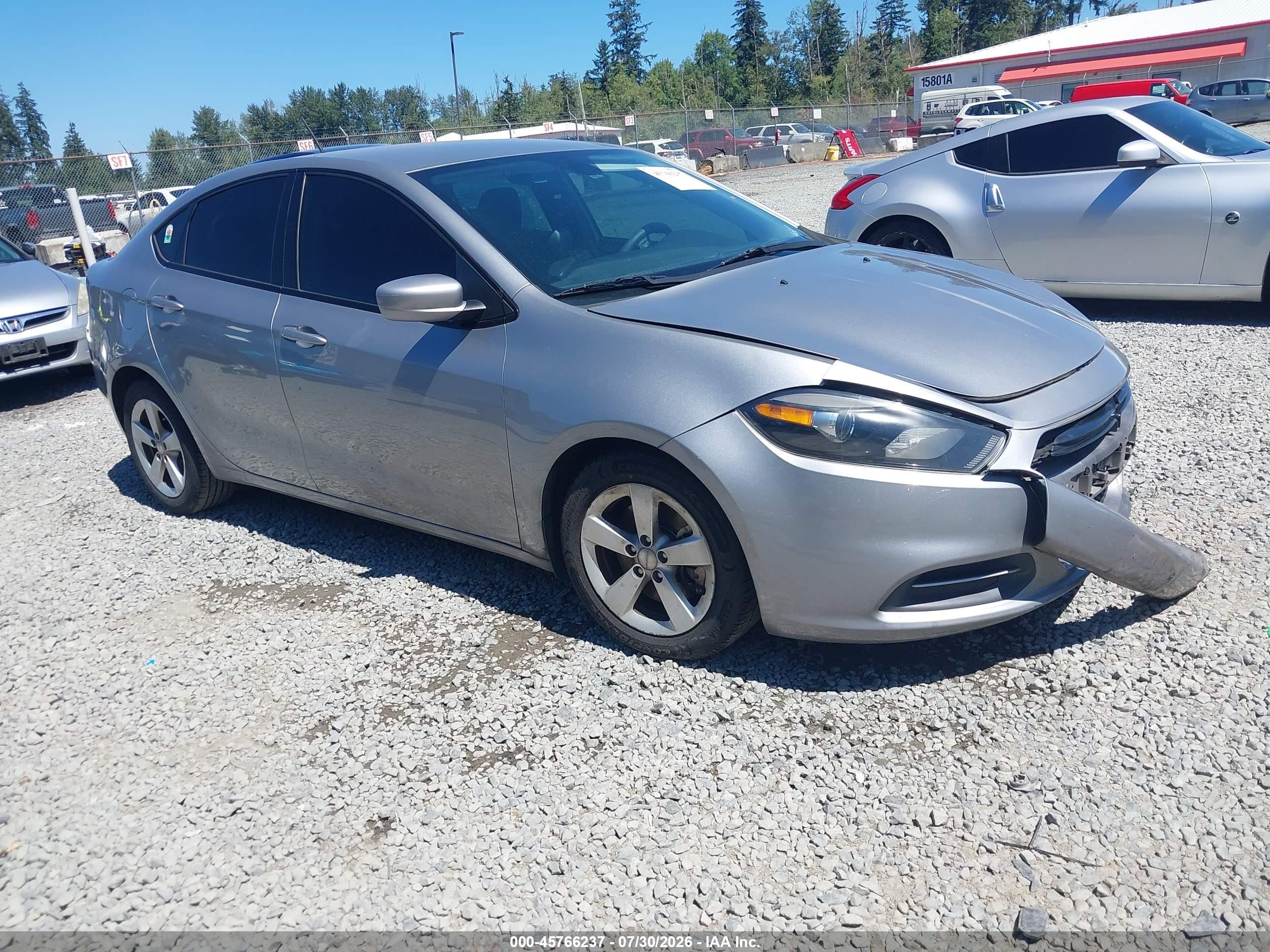 2016 Dodge Dart Sxt Silver vin: 1C3CDFBB3GD515536