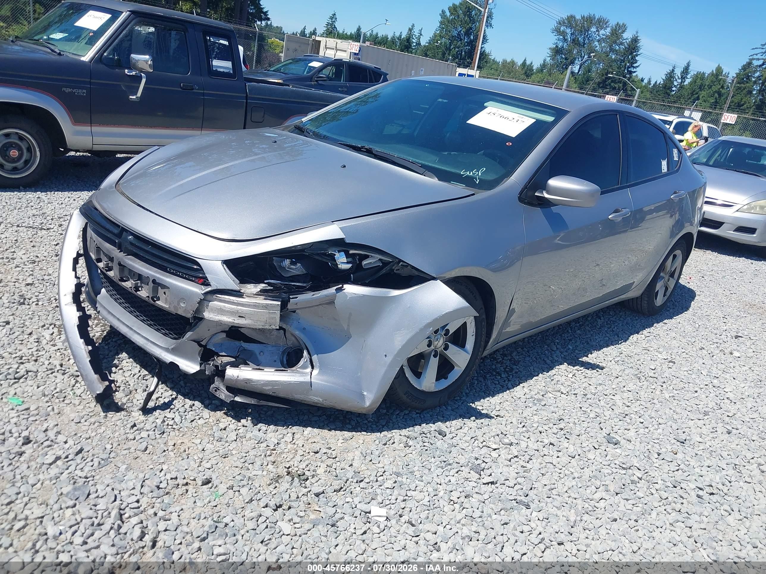 2016 Dodge Dart Sxt Silver vin: 1C3CDFBB3GD515536