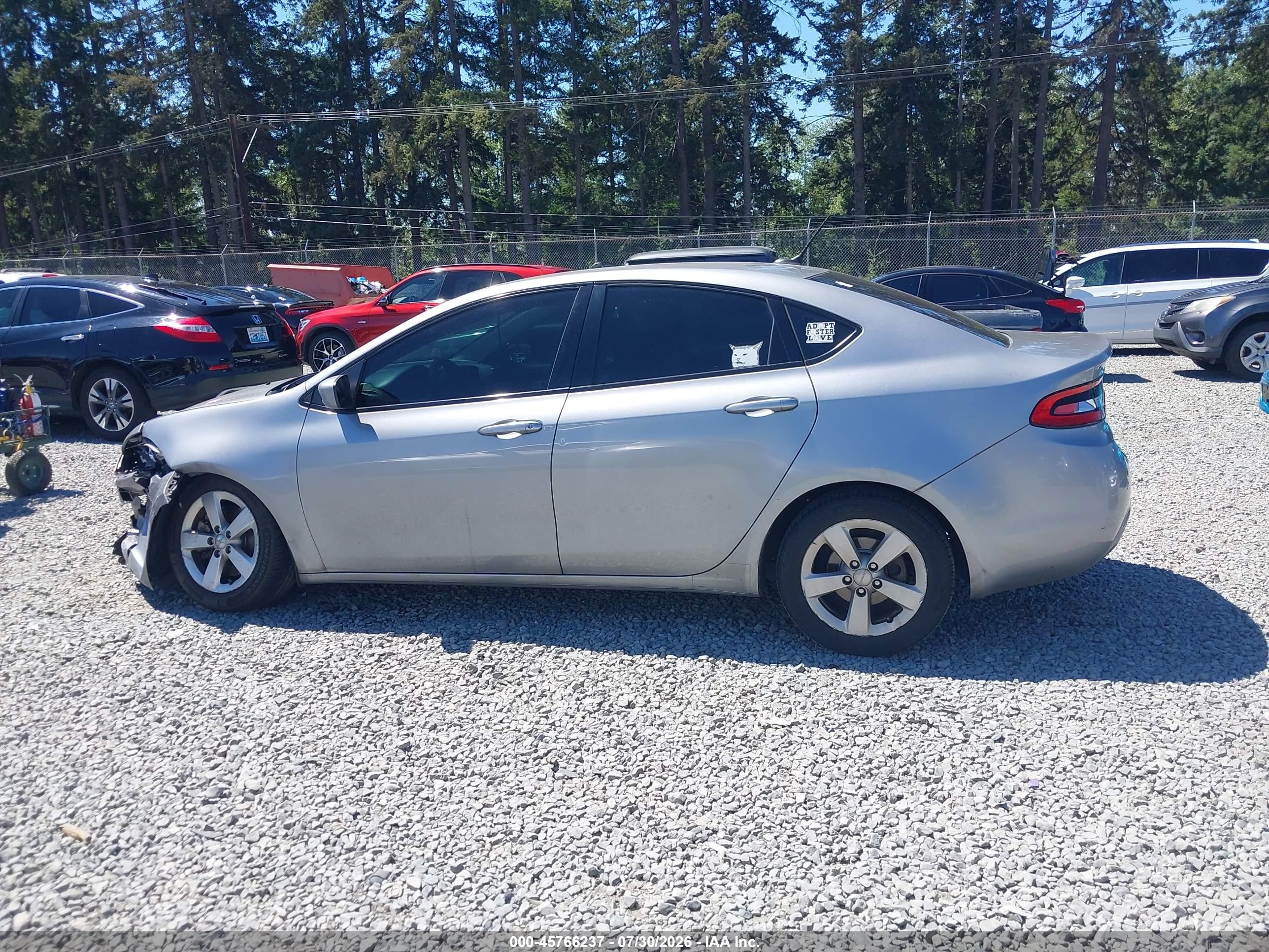 2016 Dodge Dart Sxt Silver vin: 1C3CDFBB3GD515536