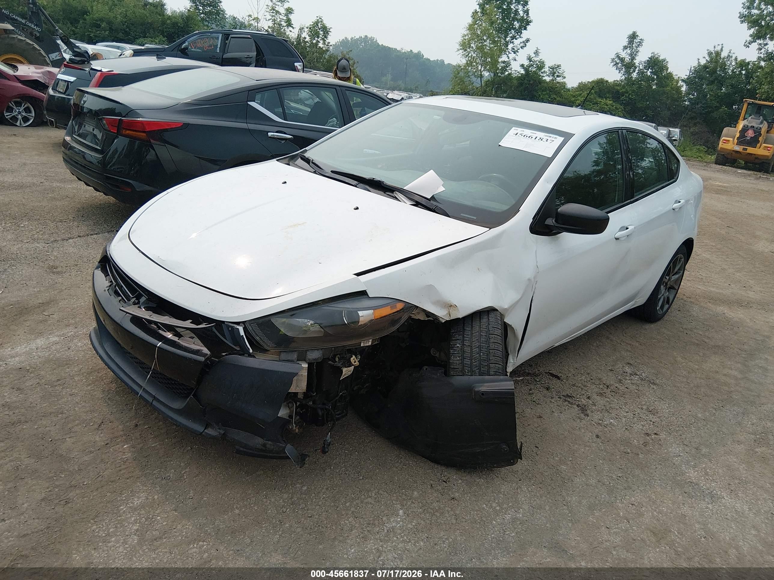 2014 Dodge Dart Sxt White vin: 1C3CDFBB4ED913691