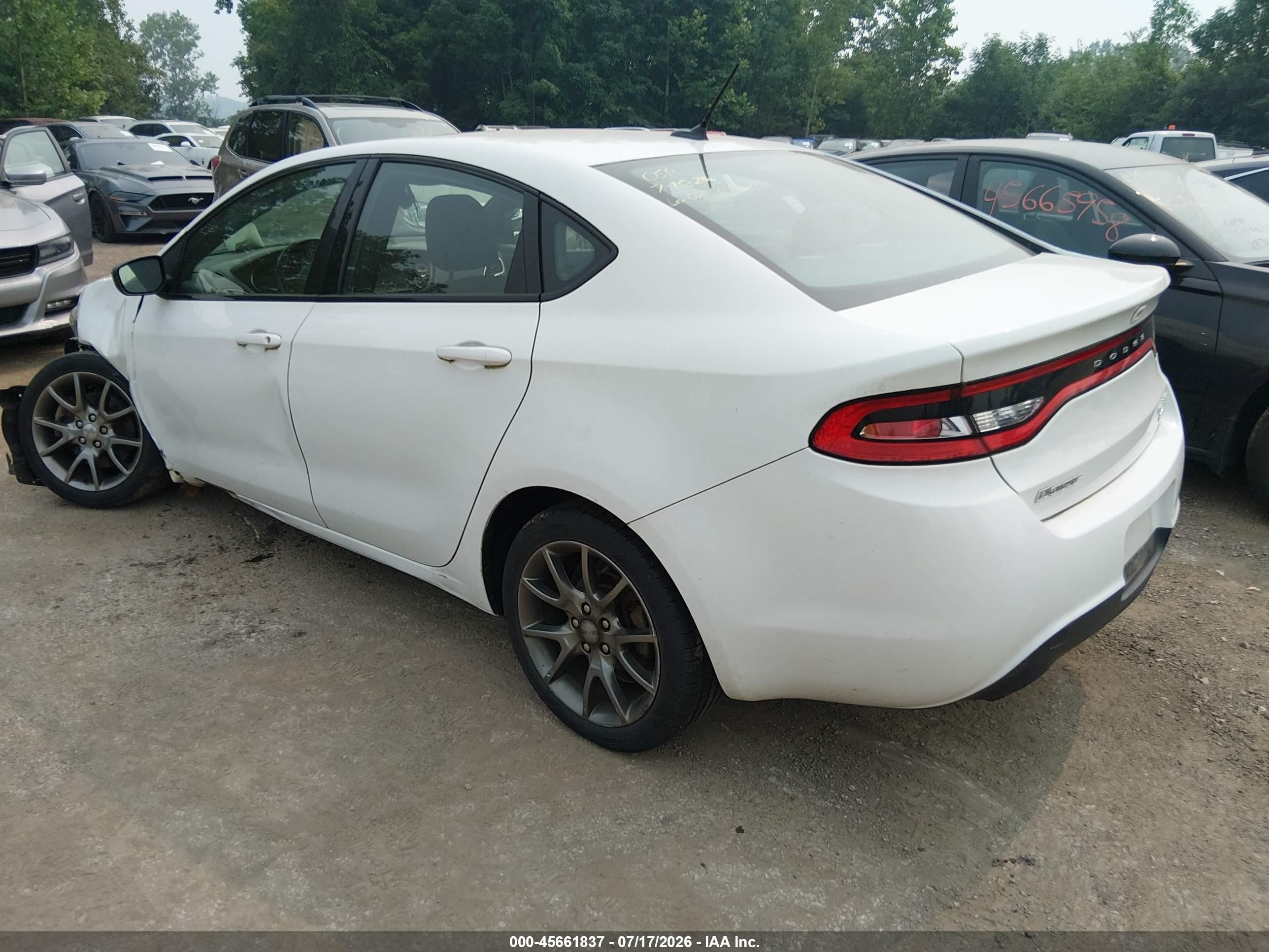 2014 Dodge Dart Sxt White vin: 1C3CDFBB4ED913691