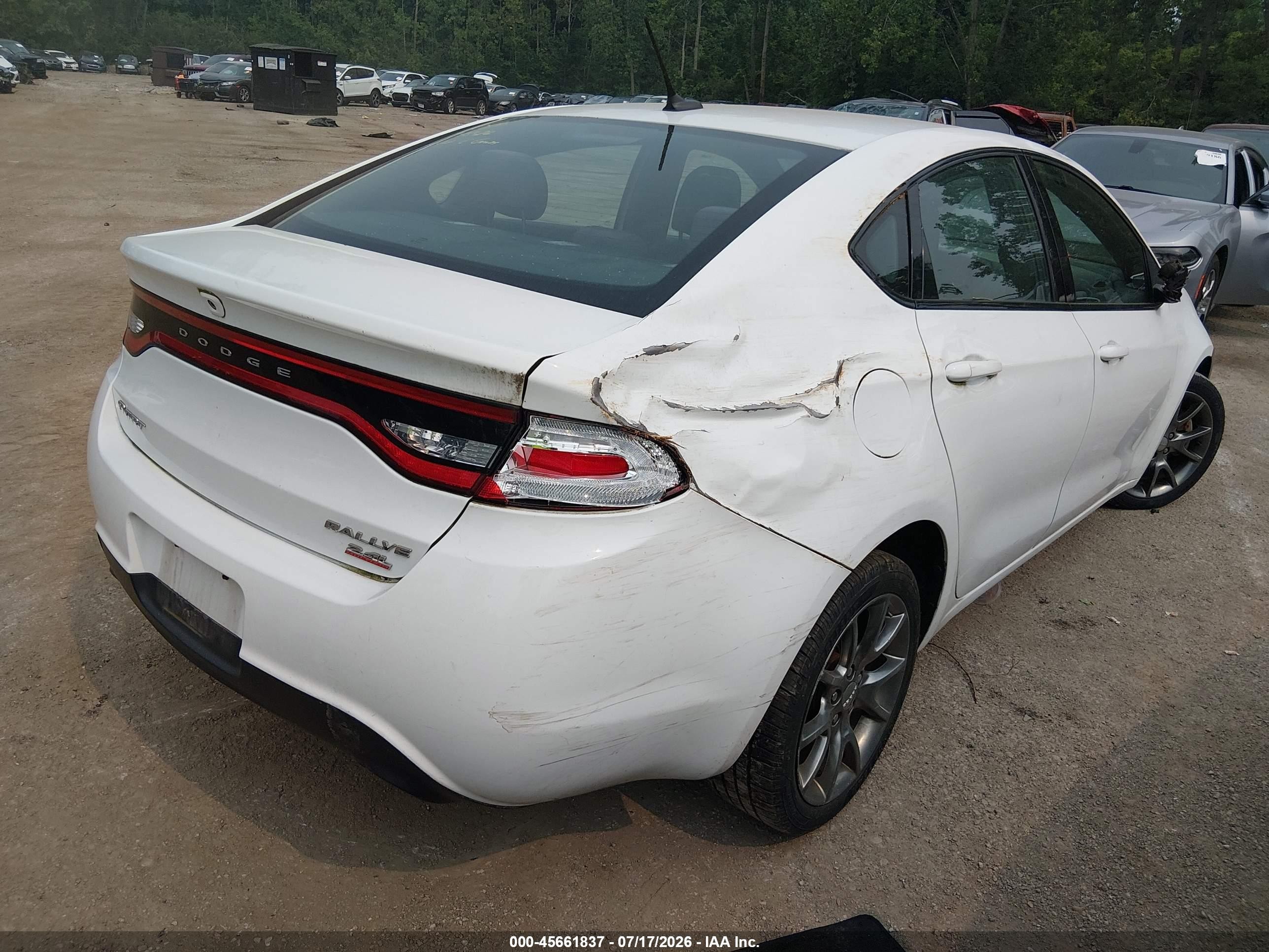2014 Dodge Dart Sxt White vin: 1C3CDFBB4ED913691