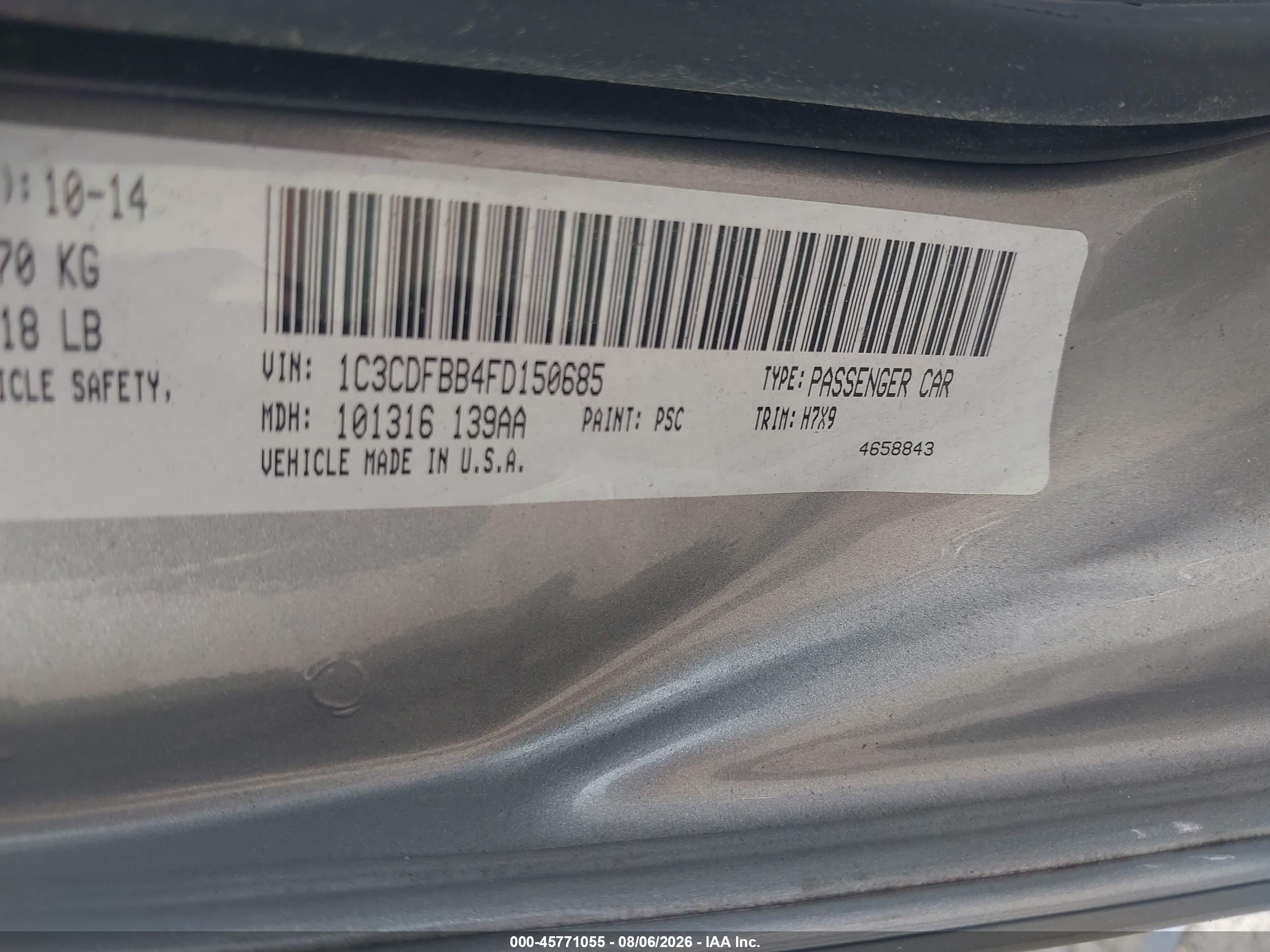 2015 Dodge Dart Sxt Silver vin: 1C3CDFBB4FD150685
