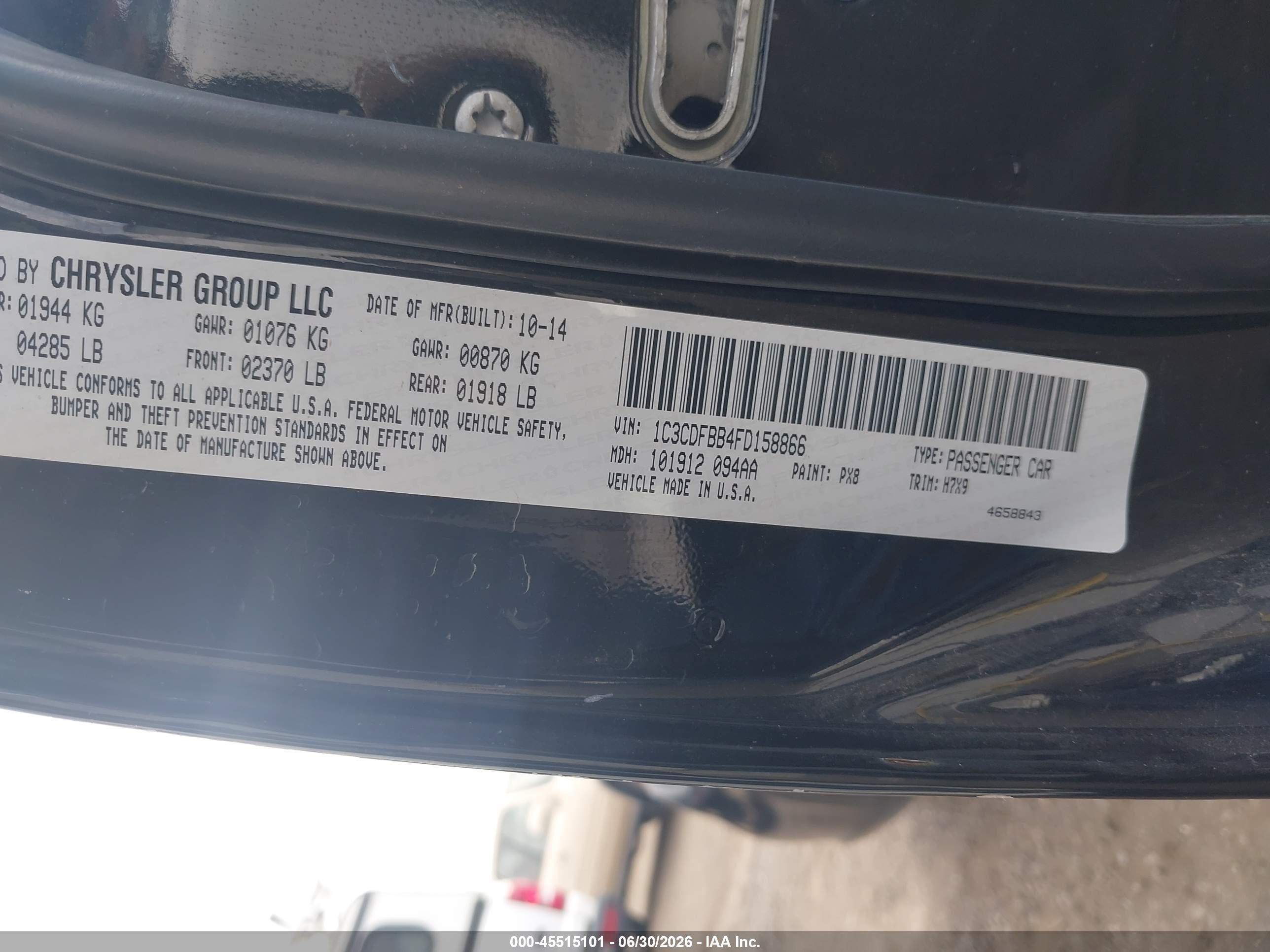 2015 Dodge Dart Sxt Black vin: 1C3CDFBB4FD158866