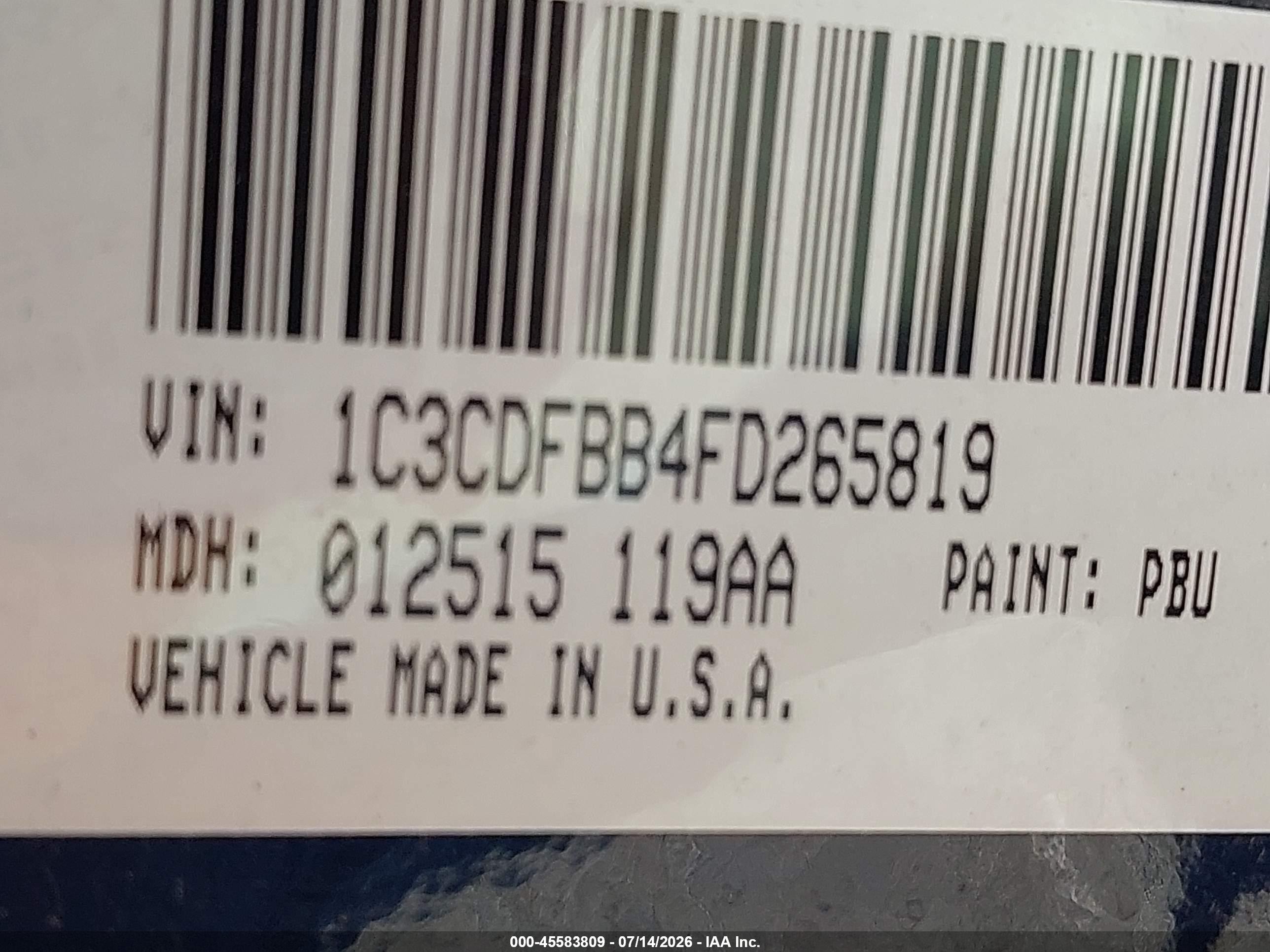 2015 Dodge Dart Sxt Blue vin: 1C3CDFBB4FD265819
