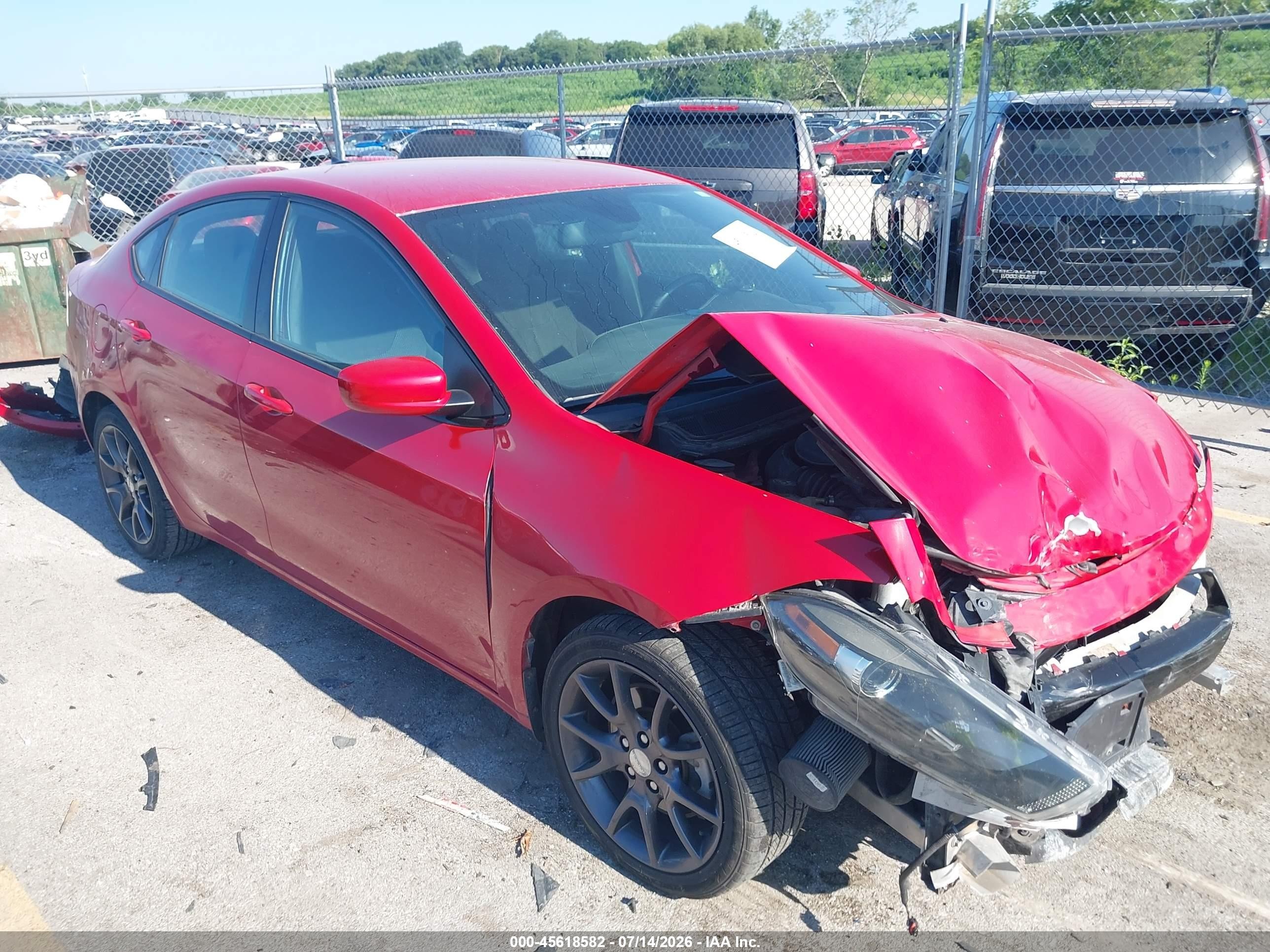 2015 Dodge Dart Sxt Red vin: 1C3CDFBB4FD410714