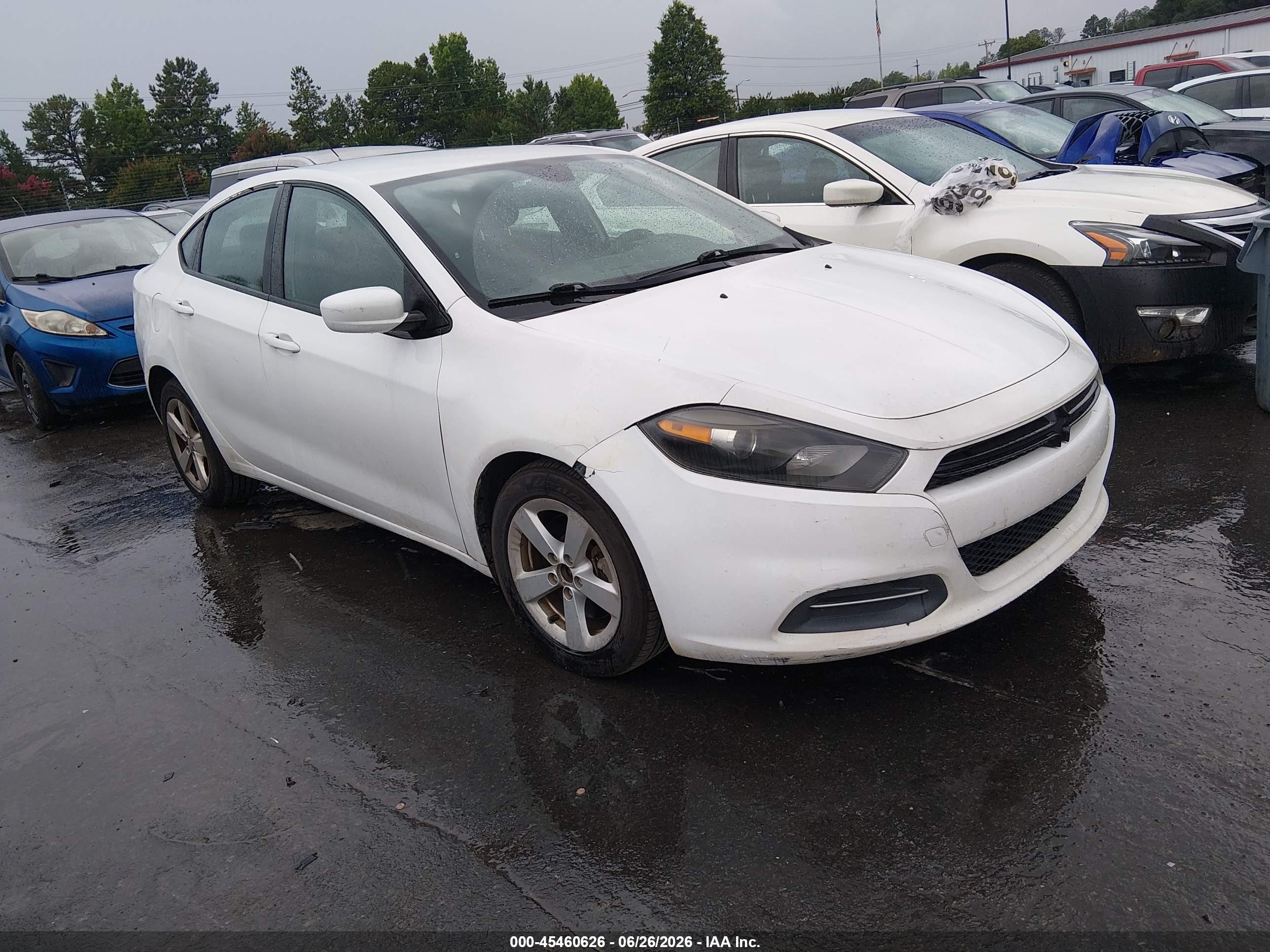 2015 Dodge Dart Sxt White vin: 1C3CDFBB5FD140537