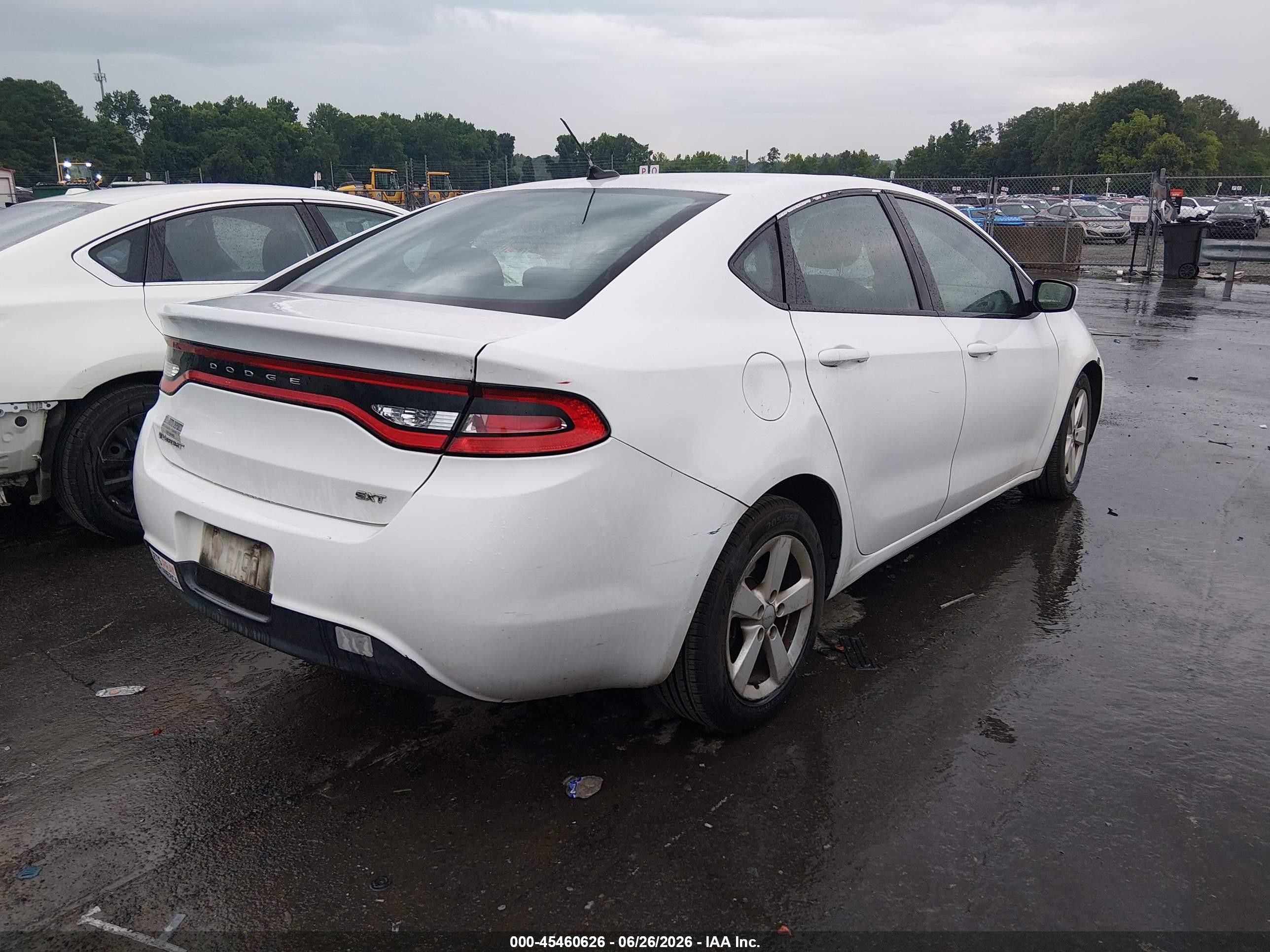 2015 Dodge Dart Sxt White vin: 1C3CDFBB5FD140537