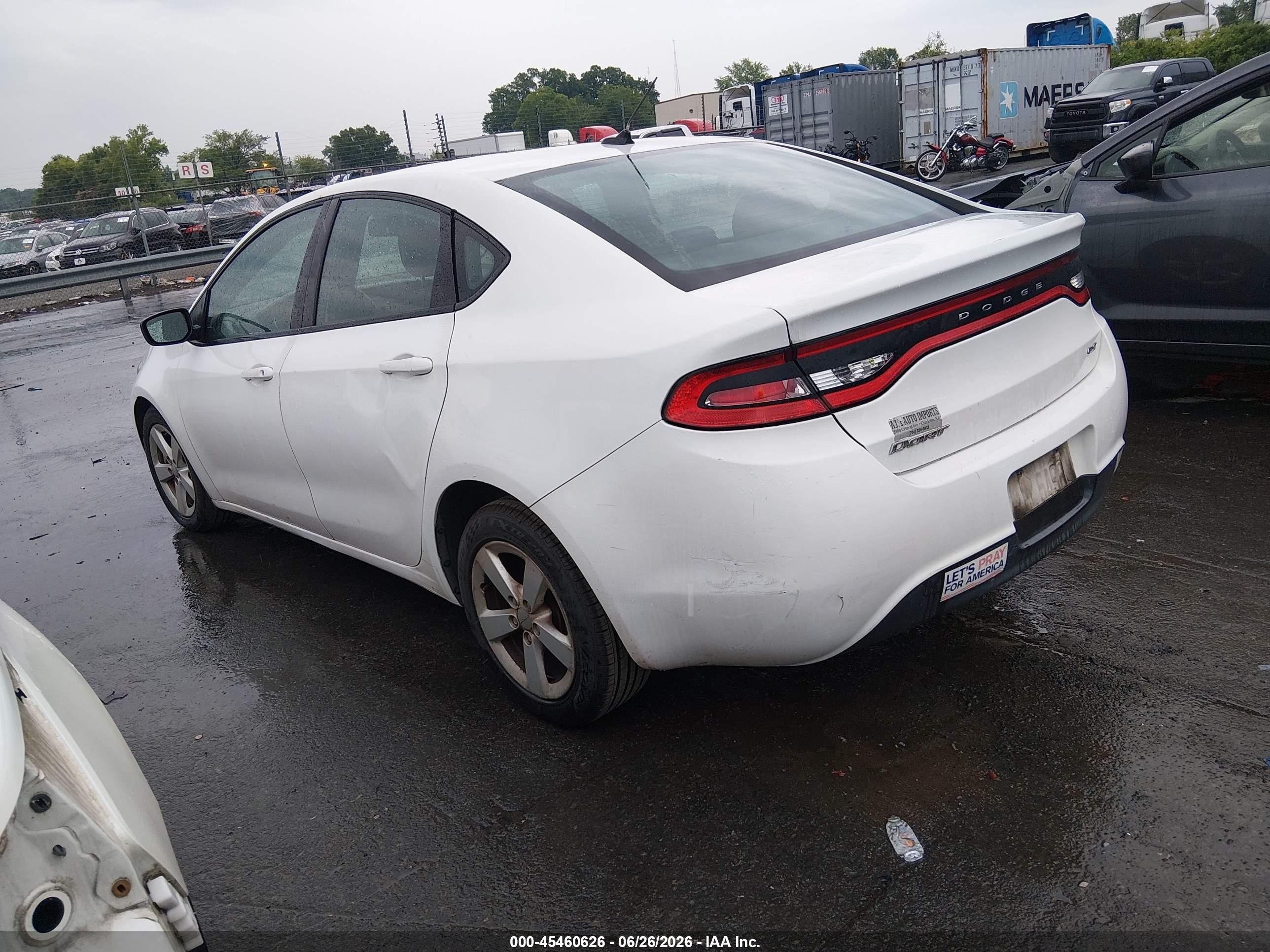 2015 Dodge Dart Sxt White vin: 1C3CDFBB5FD140537