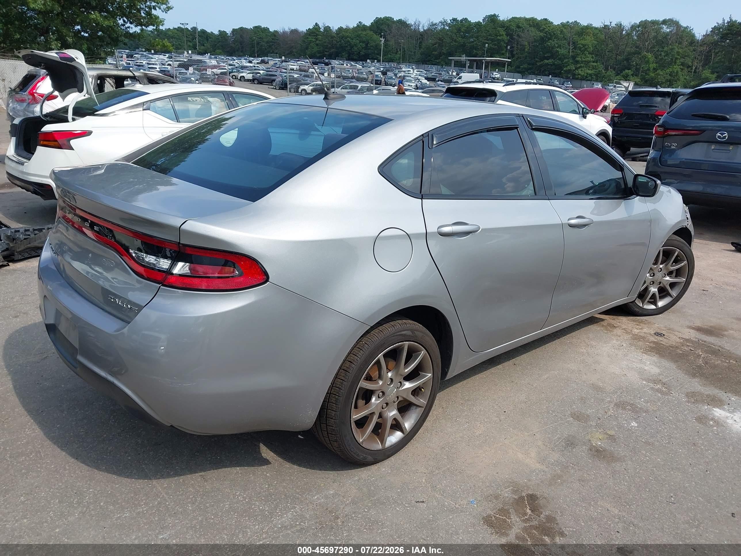 2015 Dodge Dart Sxt Silver vin: 1C3CDFBB5FD205578