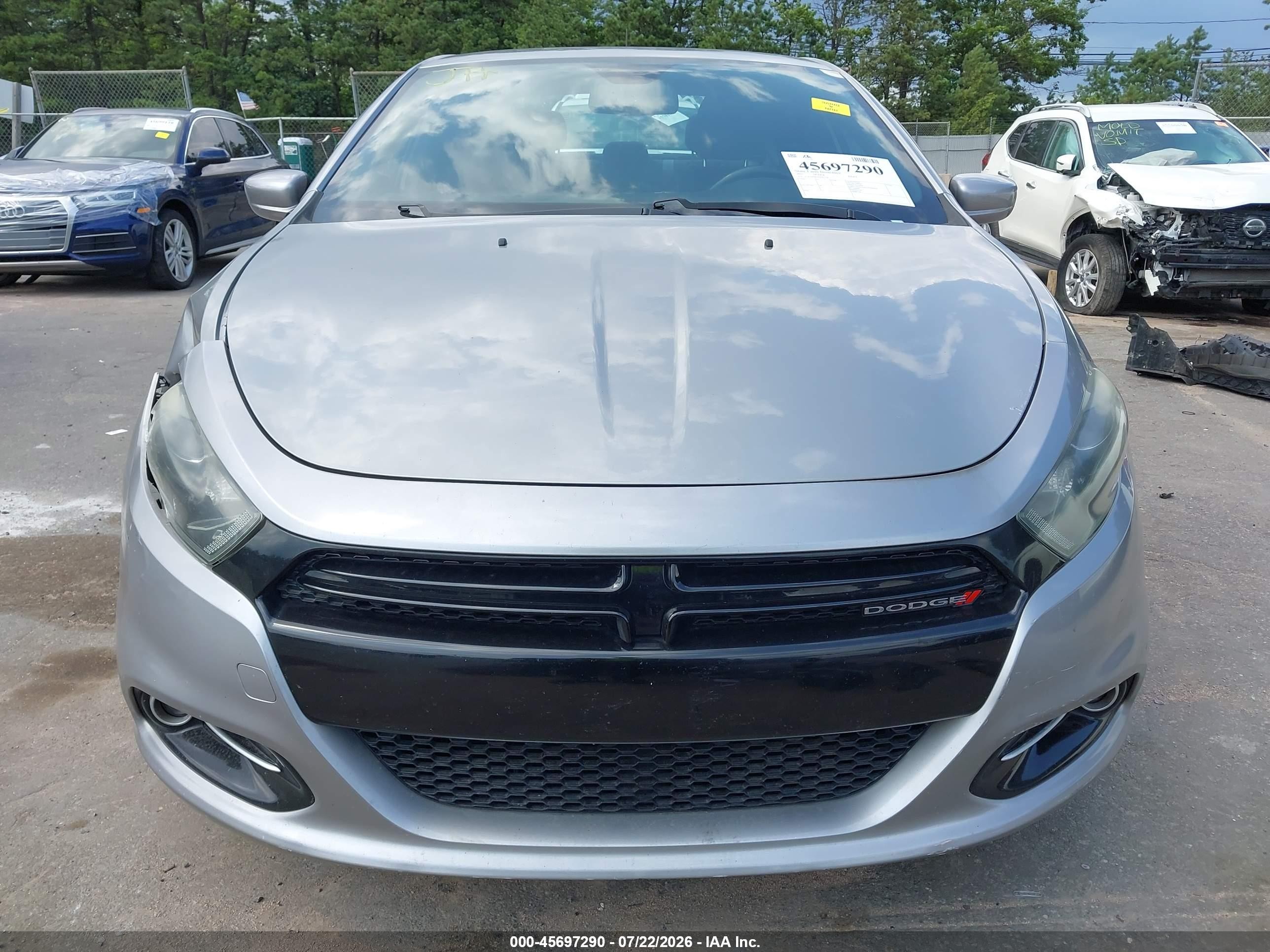 2015 Dodge Dart Sxt Silver vin: 1C3CDFBB5FD205578