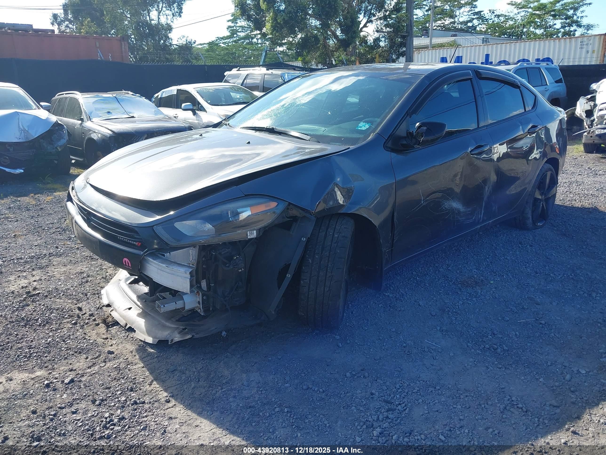 2015 Dodge Dart Sxt Серый vin: 1C3CDFBB5FD345159