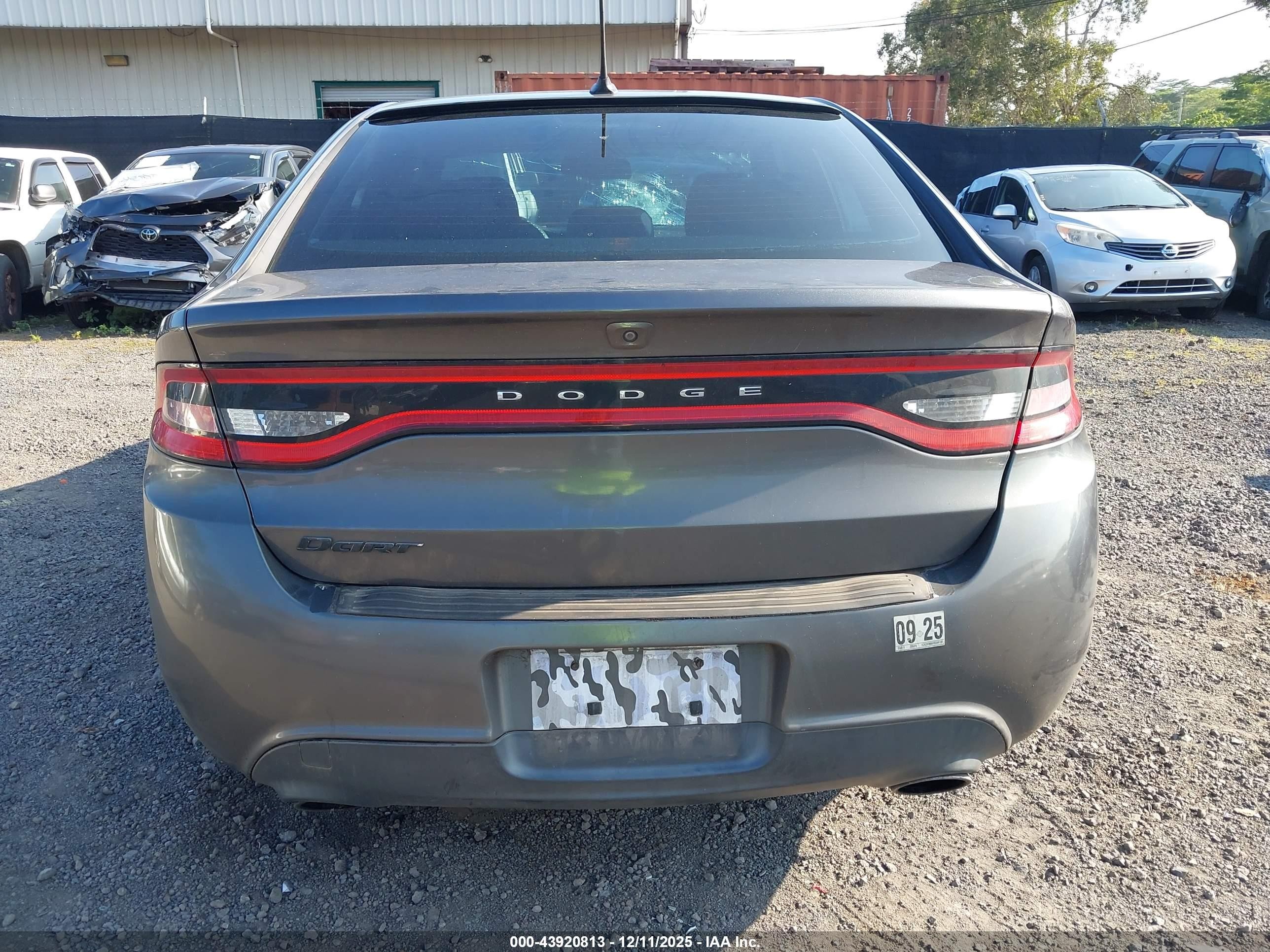 2015 Dodge Dart Sxt Серый vin: 1C3CDFBB5FD345159