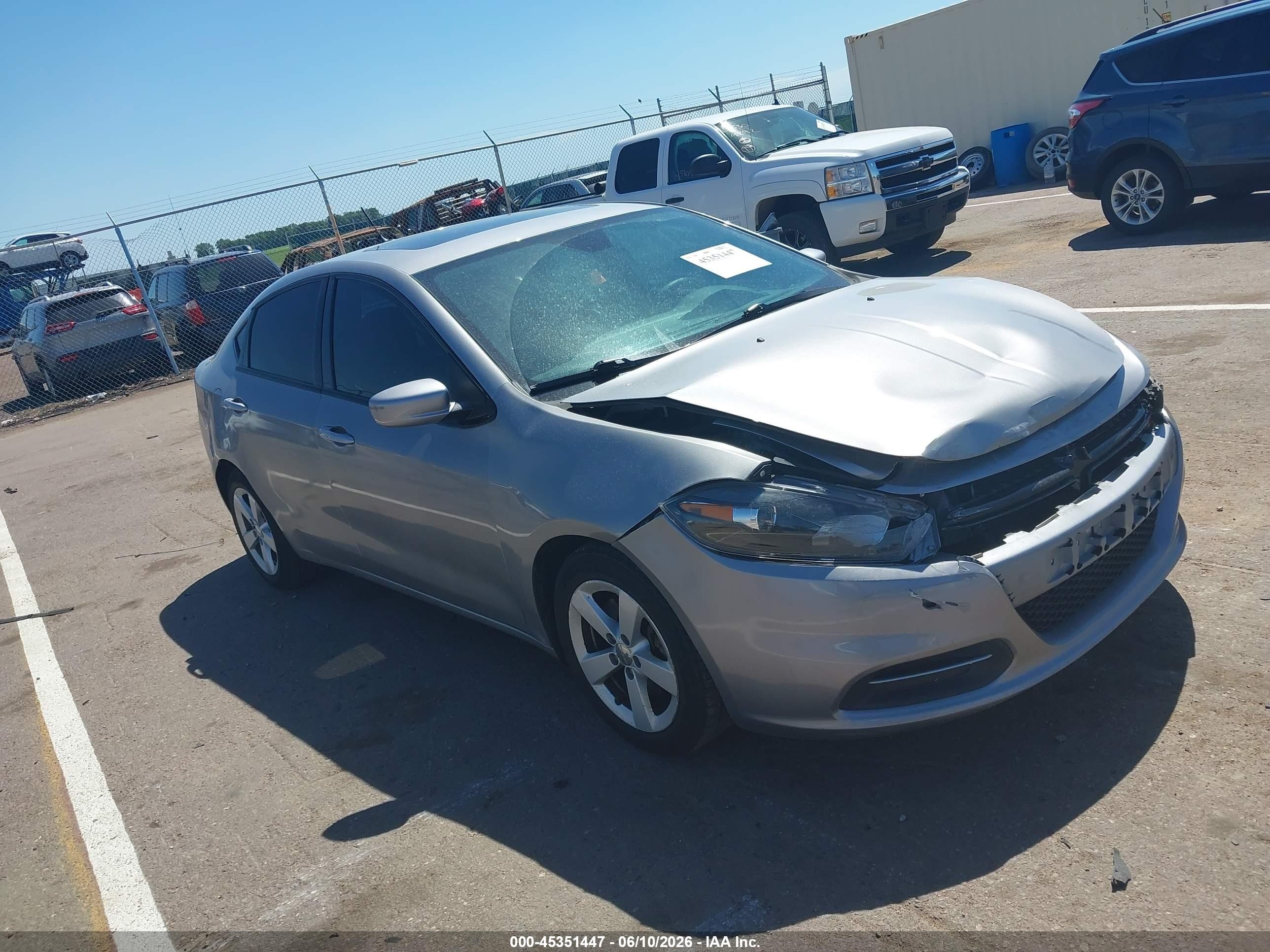 2015 Dodge Dart Sxt Silver vin: 1C3CDFBB6FD123794